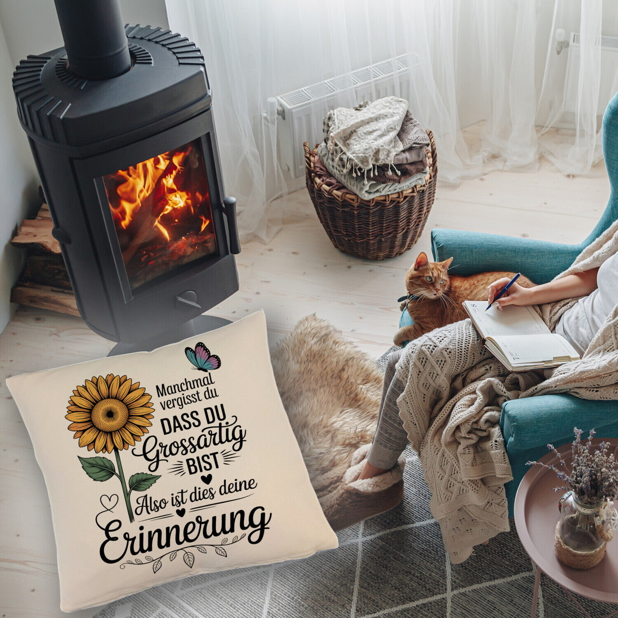 Du bist grossartig Kissen mit Sonnenblume