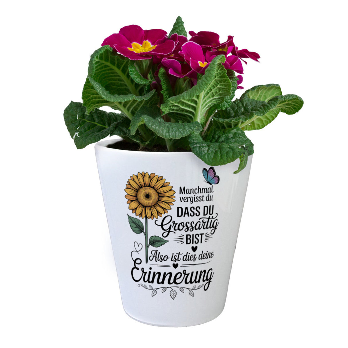 Du bist grossartig Blumentopf mit Sonnenblume