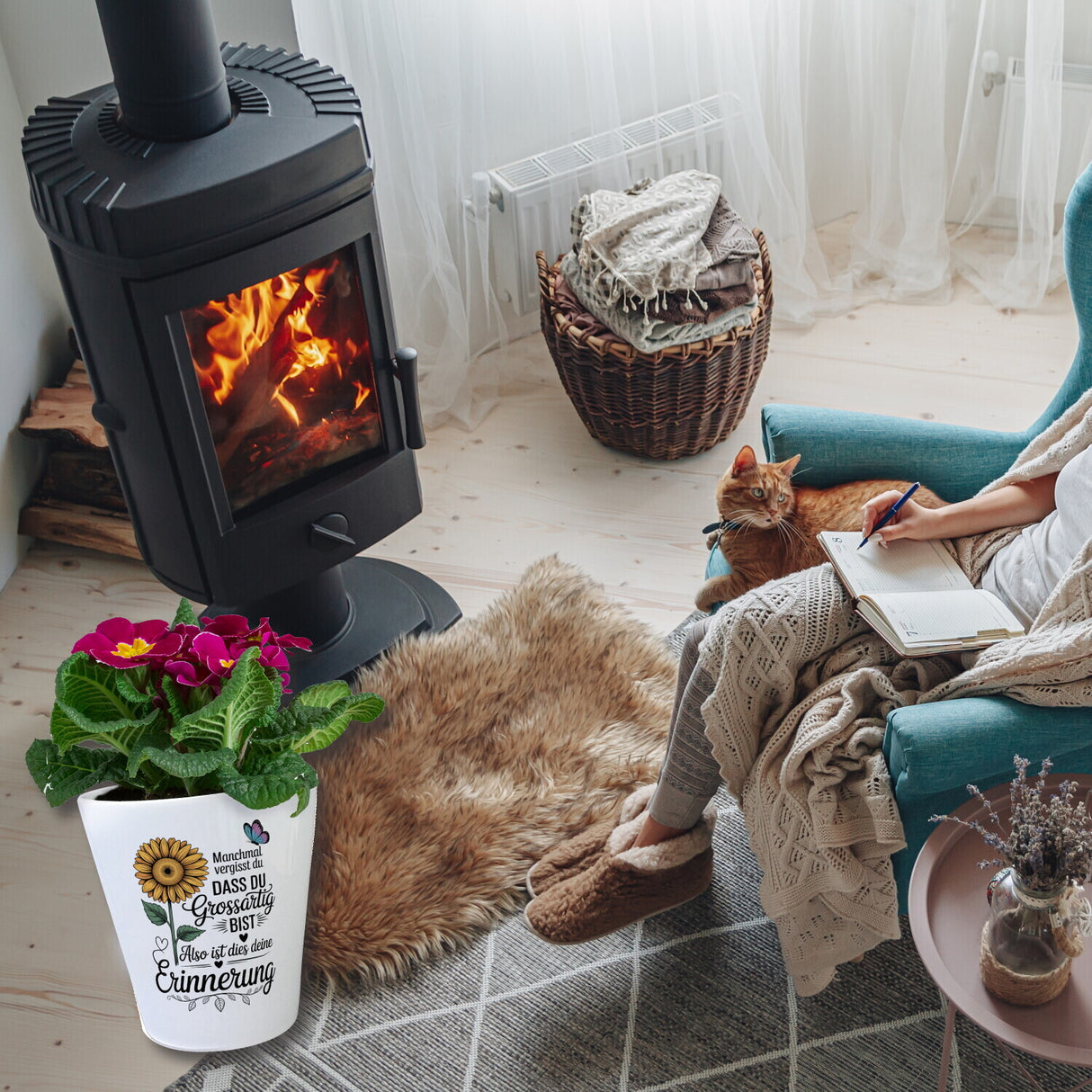 Du bist grossartig Blumentopf mit Sonnenblume