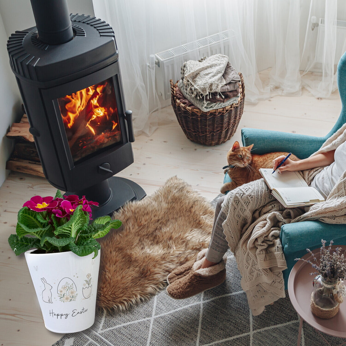 Happy Easter Blumentopf mit Hase Ei Design