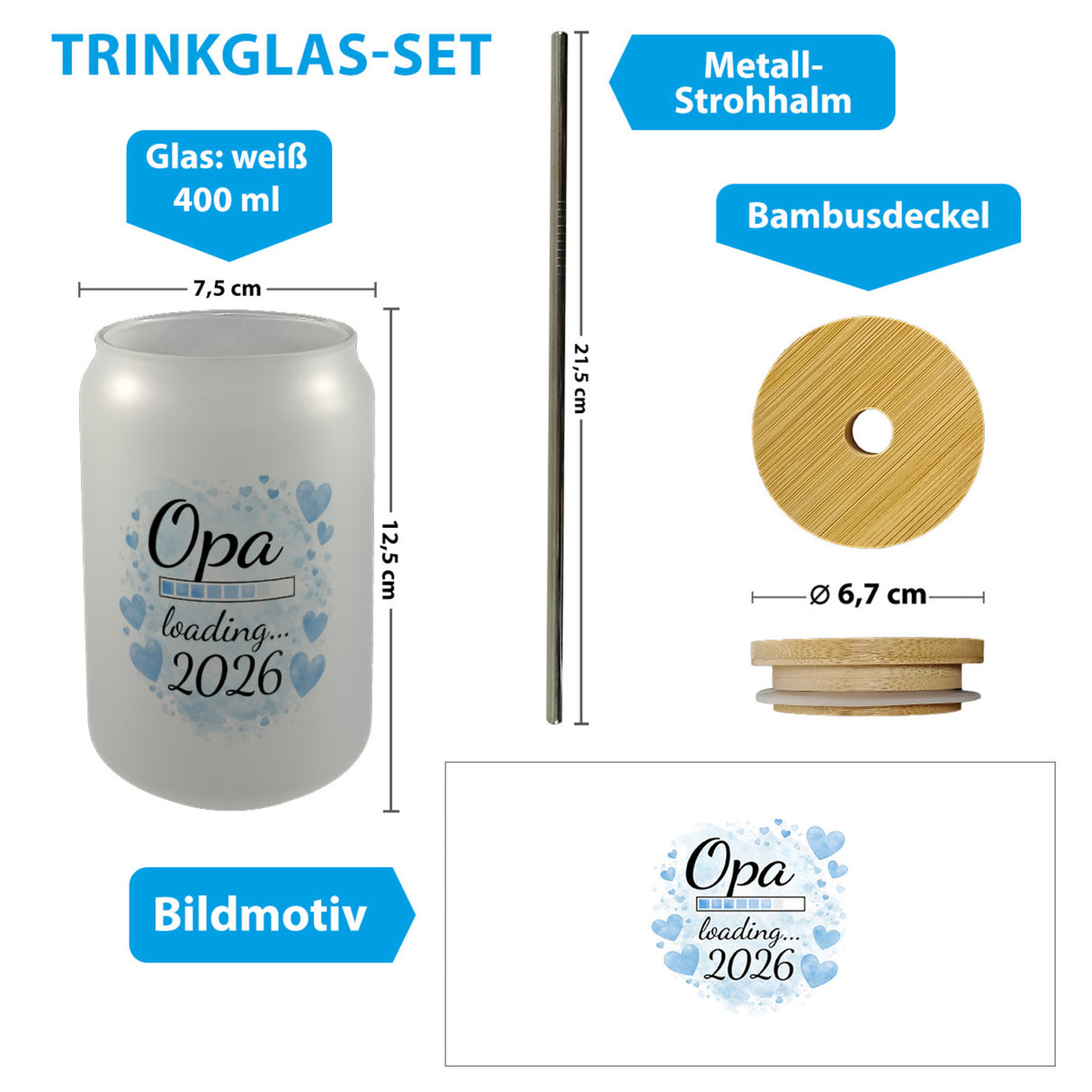 Opa loading 2026 Trinkglas mit Bambusdeckel für werdende Opas