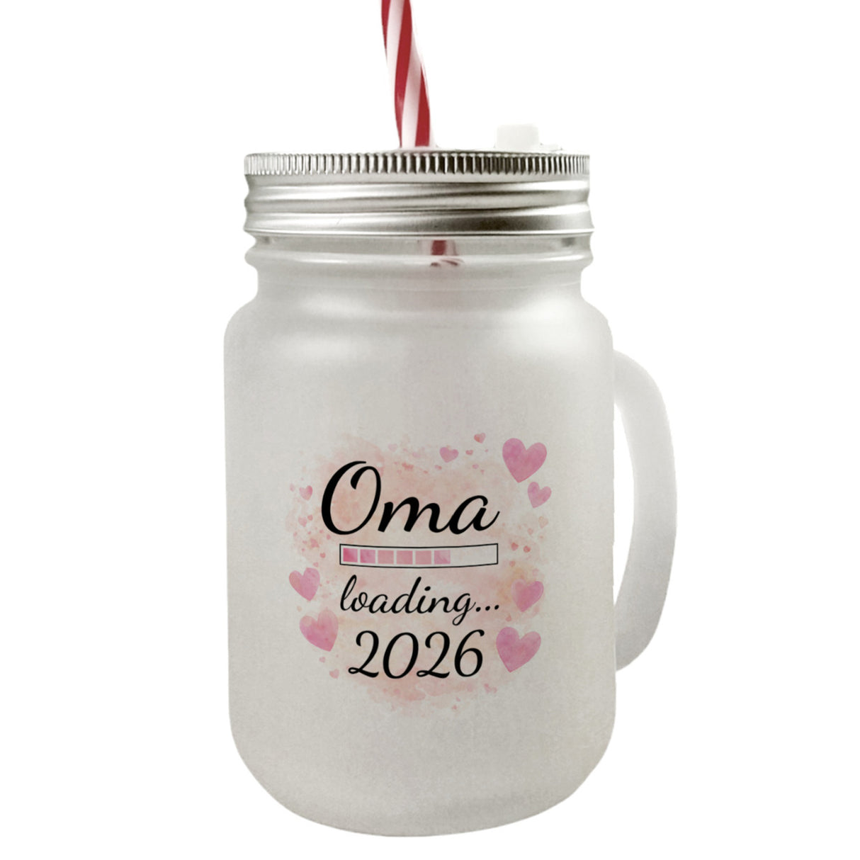 Rosa Herzen Oma Trinkglas mit Bambusdeckel Oma loading... 2026