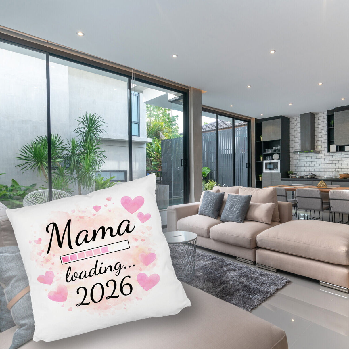 Rosa Herzen Mama Kissen - Mama loading... 2026