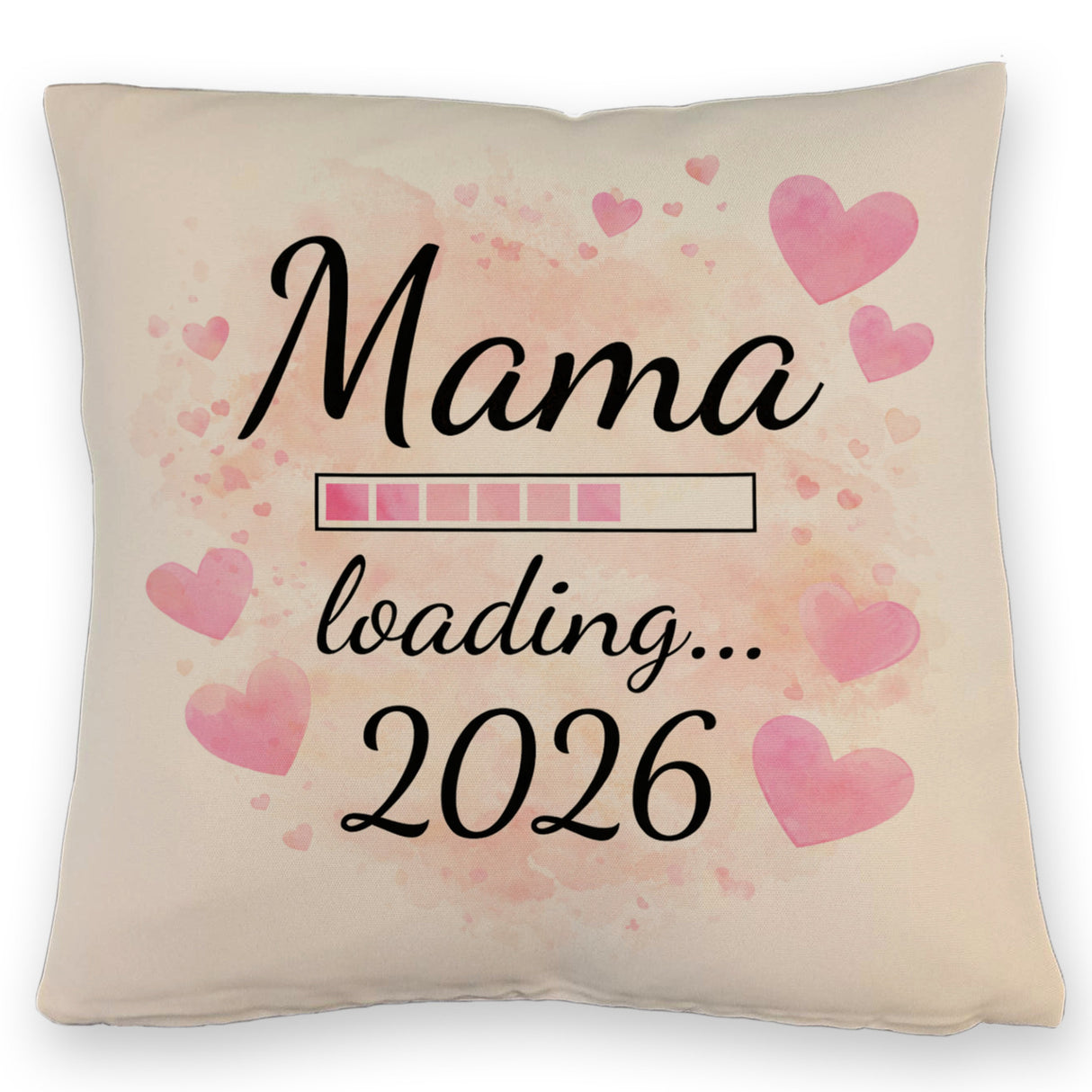 Rosa Herzen Mama Kissen - Mama loading... 2026