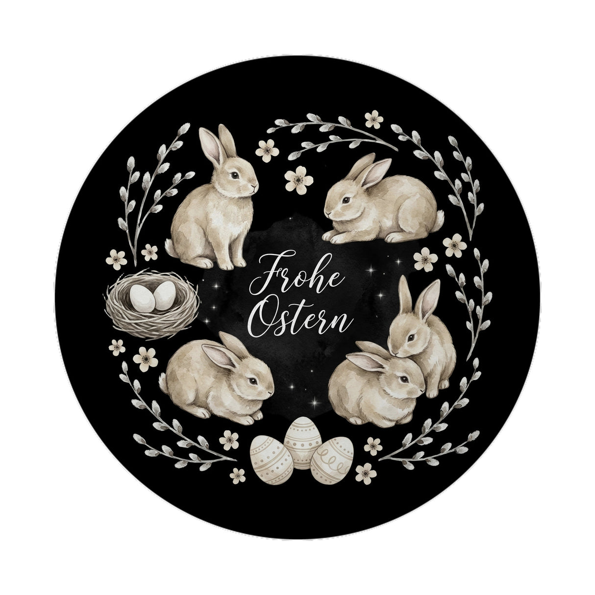 Frohe Ostern Magnet Haselnussfarbene Kaninchen mit Nest