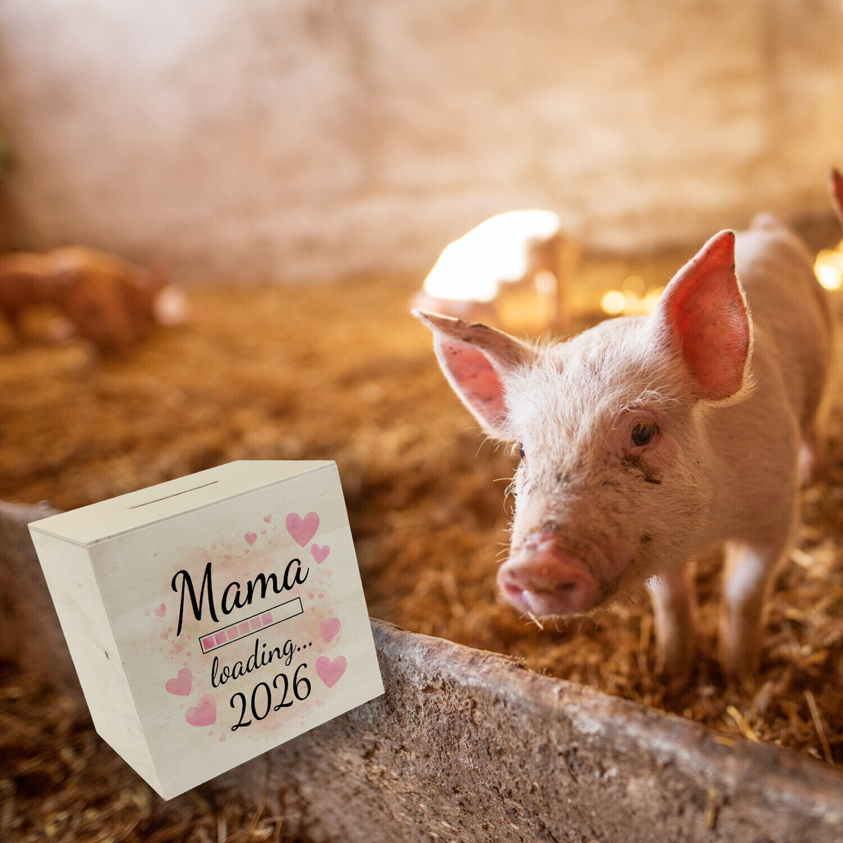 Rosa Herzen Mama Spardose - Mama loading... 2026