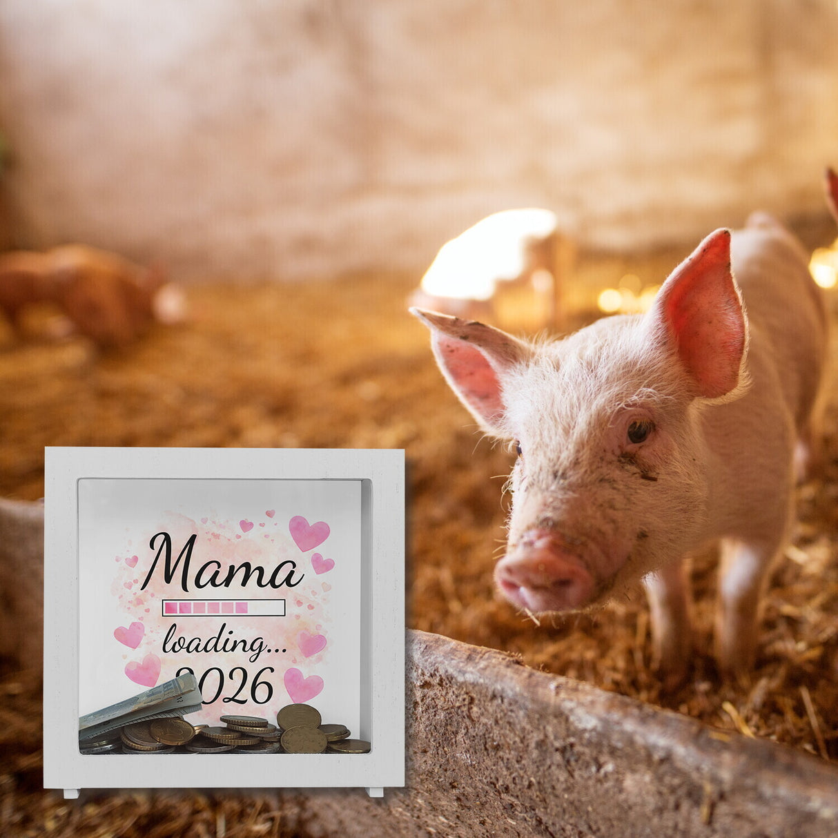 Rosa Herzen Mama Spardose - Mama loading... 2026