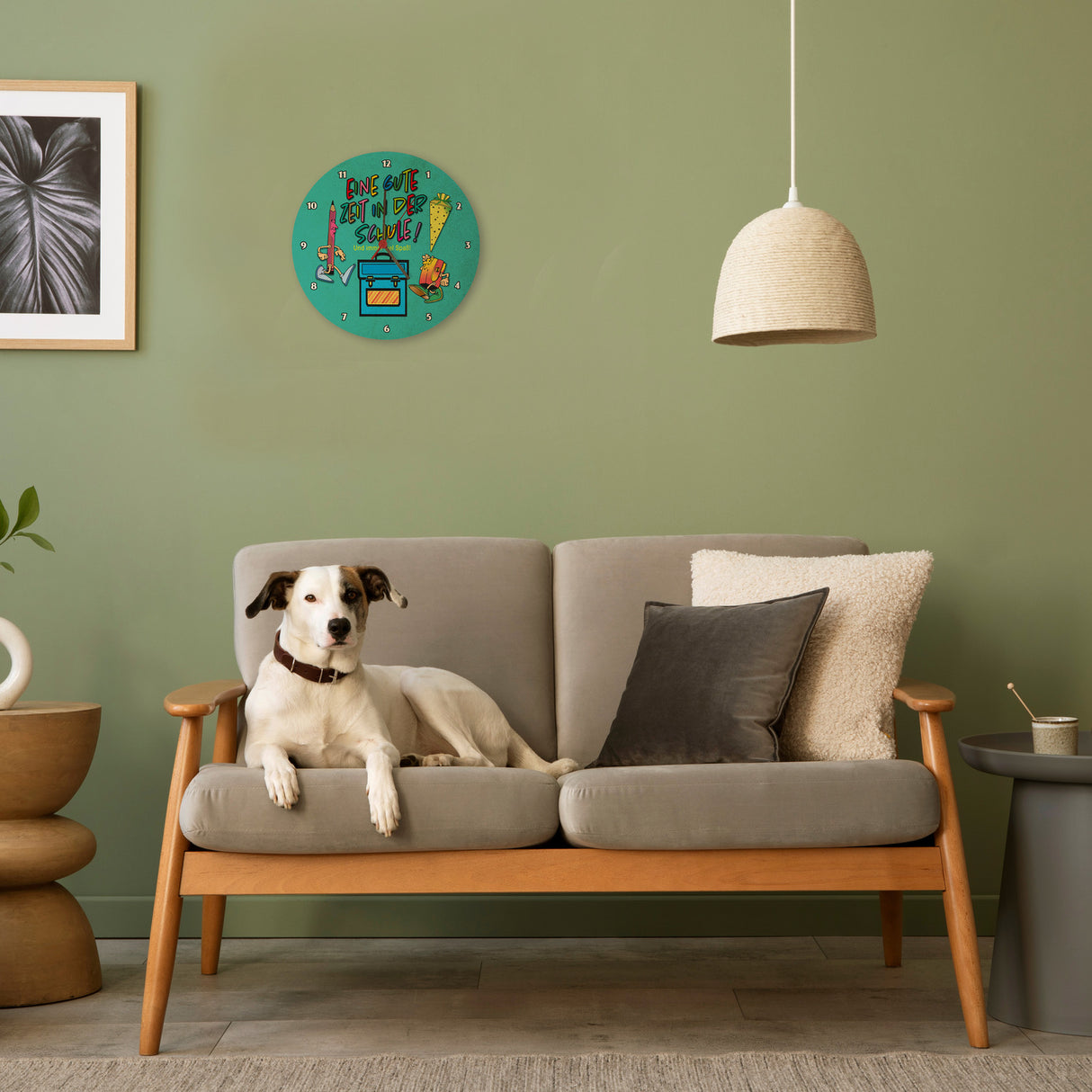 Schulkind Wanduhr mit Spruch: Gute Zeit und viel Spaß!