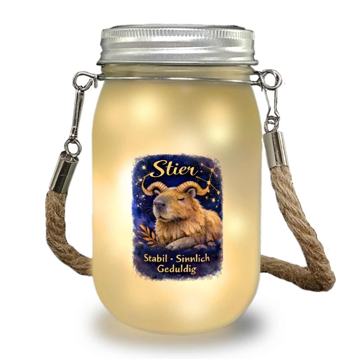 Stier Sternzeichen Cabybara Solarlicht für Astrologie Fans