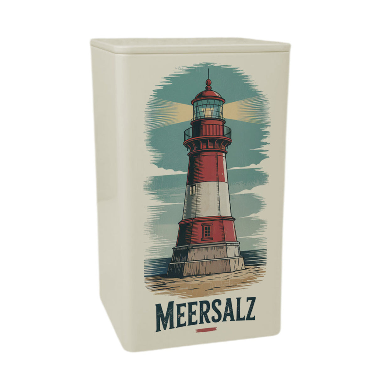 Meersalz Vintage Dose 900ml mit Leuchtturm für Küstenliebhaber