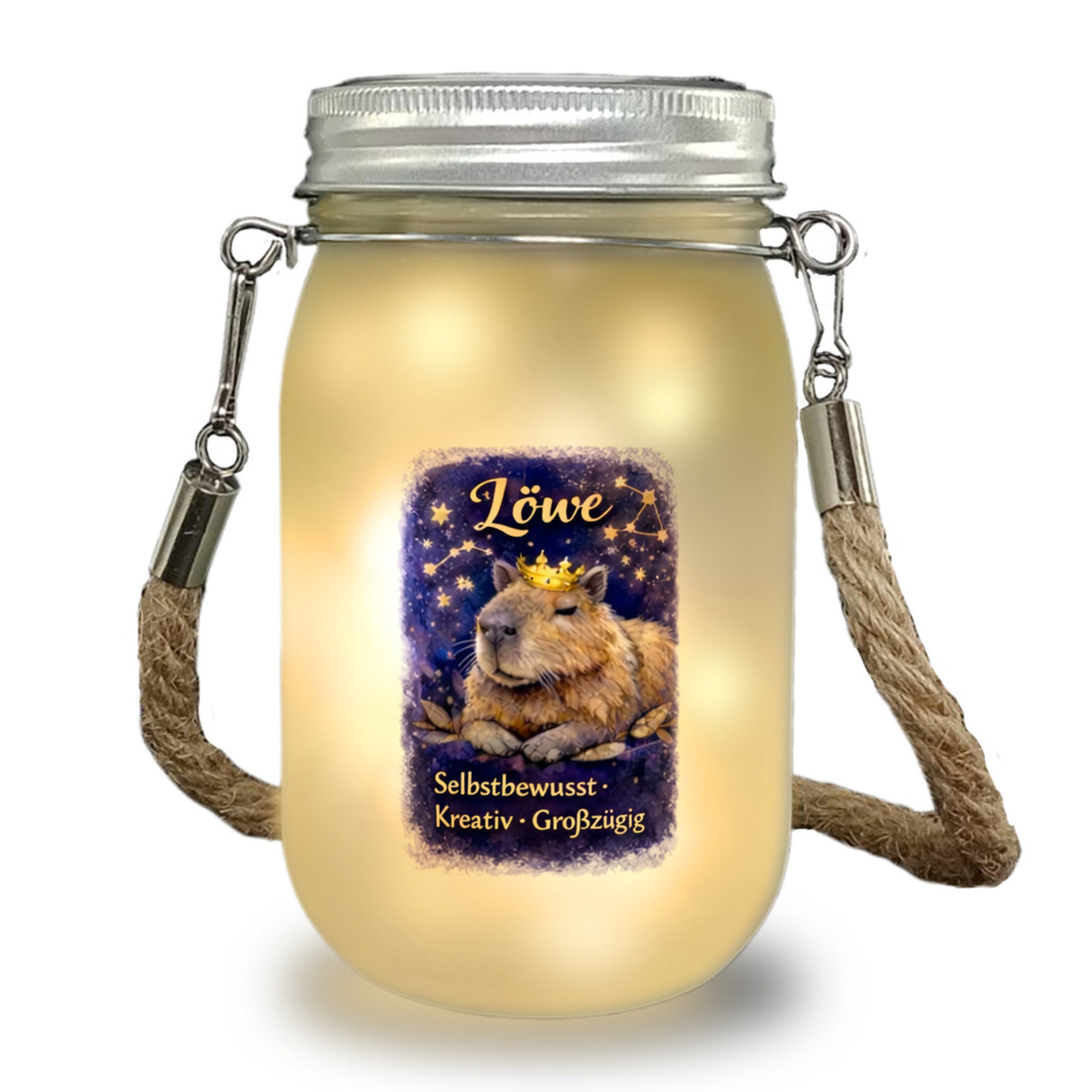 Löwe Sternzeichen Cabybara Solarlicht für Astrologie Fans