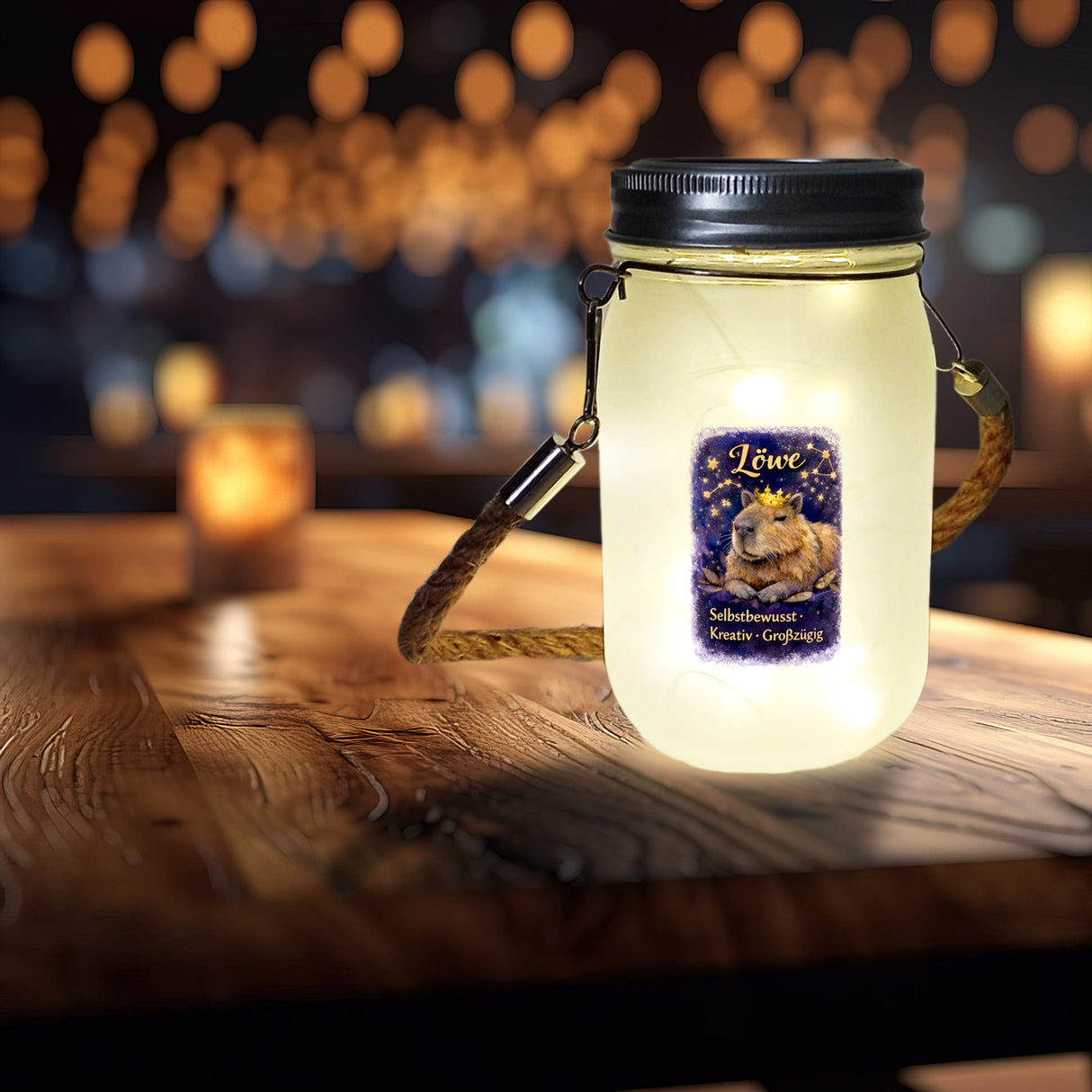Löwe Sternzeichen Cabybara Solarlicht für Astrologie Fans