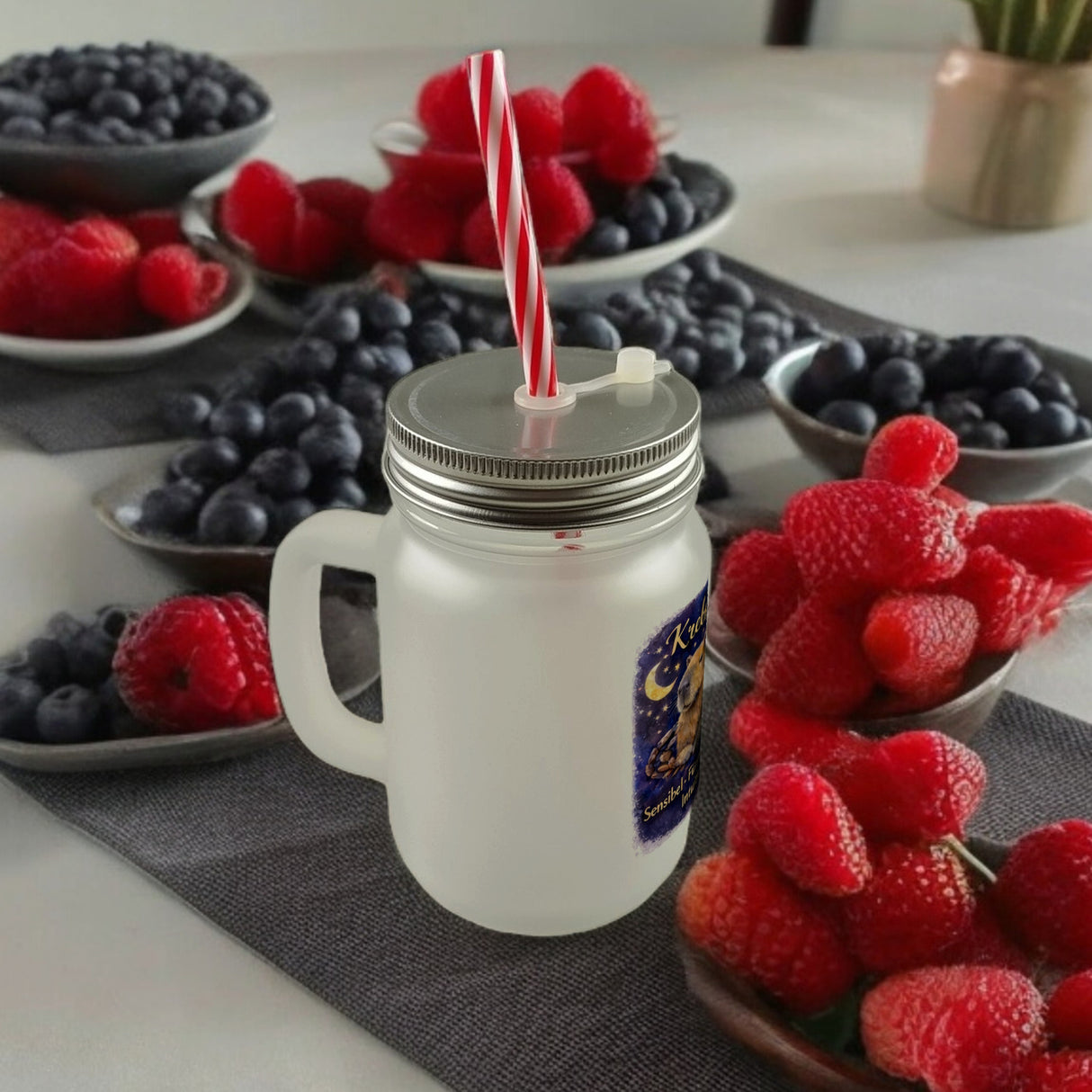 Krebs Sternzeichen Cabybara Trinkglas mit Bambusdeckel für Astrologie Fans