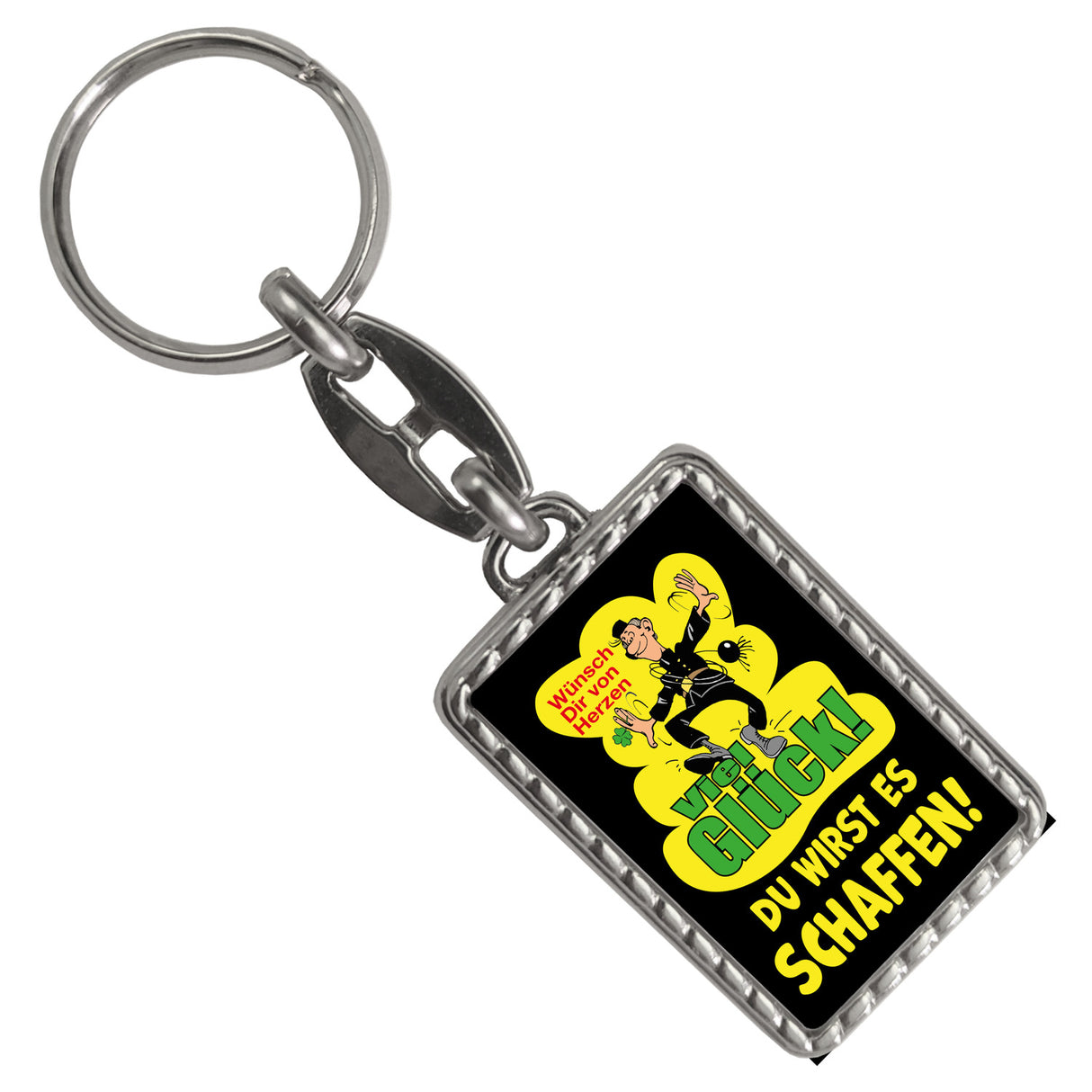Kaminfeger Schlüsselanhänger mit Spruch: Viel Glück, du schaffst es!