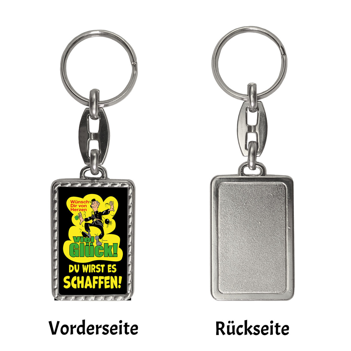 Kaminfeger Schlüsselanhänger mit Spruch: Viel Glück, du schaffst es!