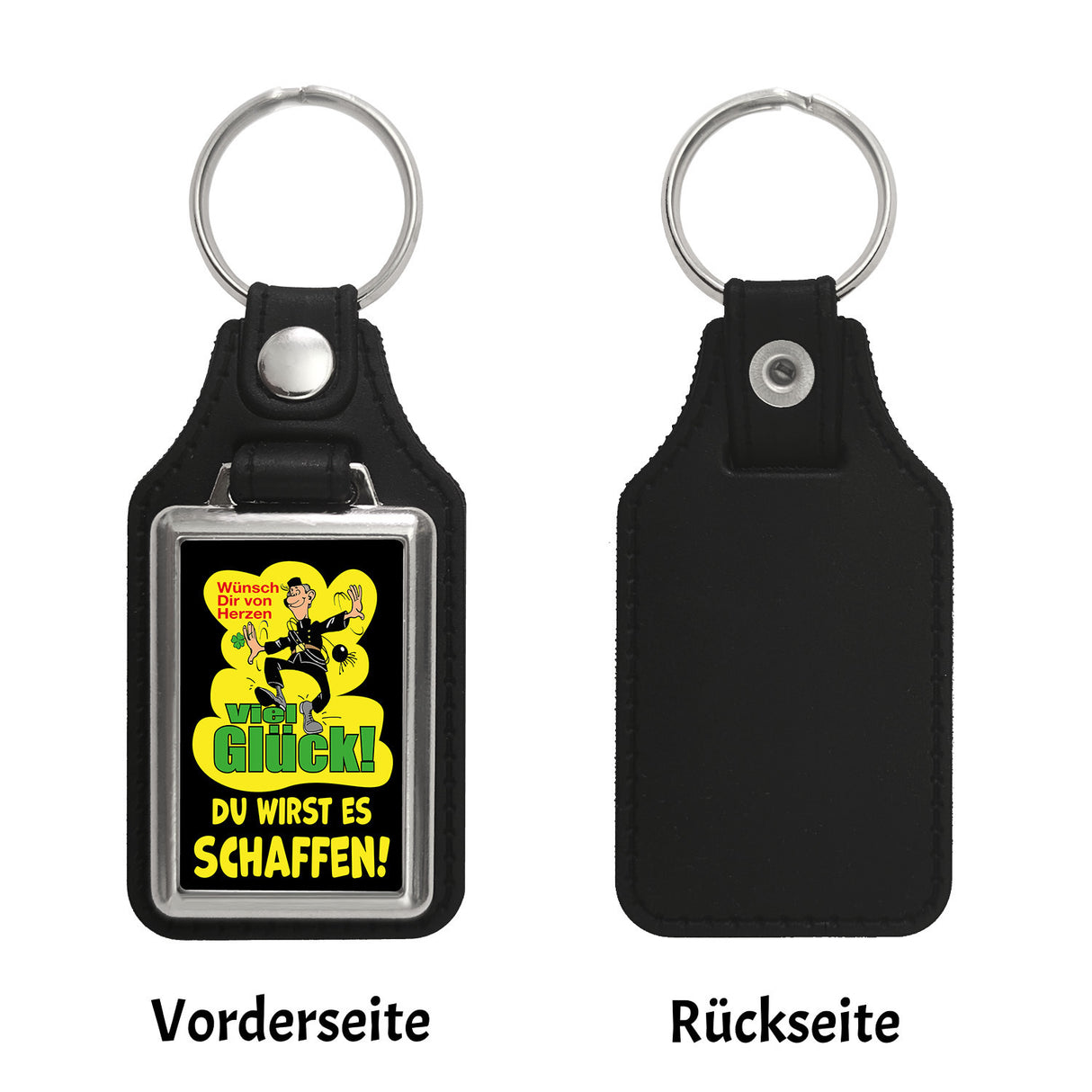 Kaminfeger Schlüsselanhänger mit Spruch: Viel Glück, du schaffst es!