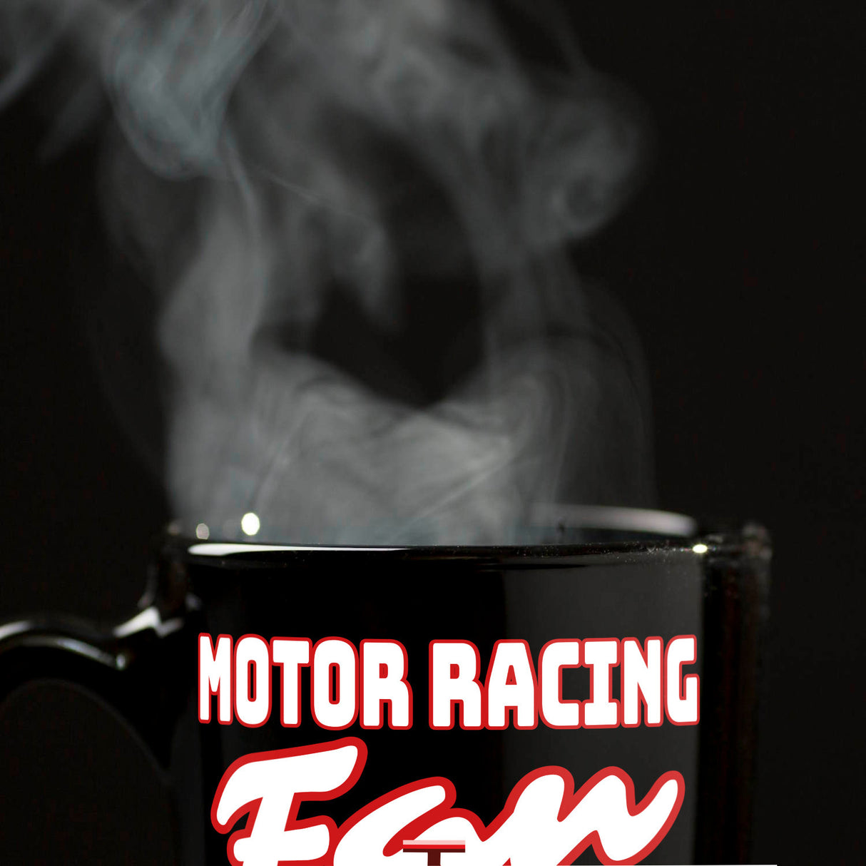Sportwagen Tasse in Schwarz mit Spruch: Motor Racing Fan