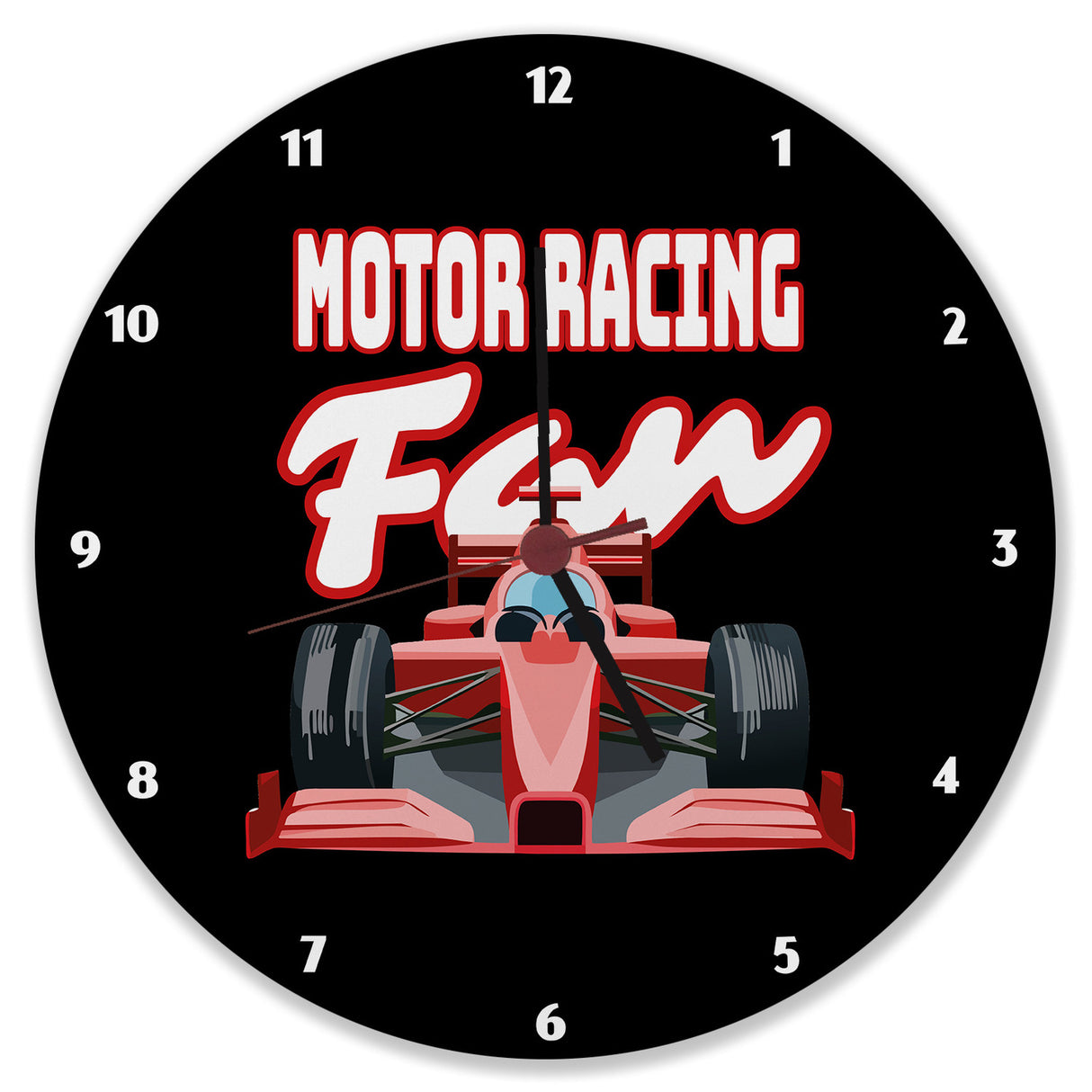 Sportwagen Wanduhr mit Spruch: Motor Racing Fan