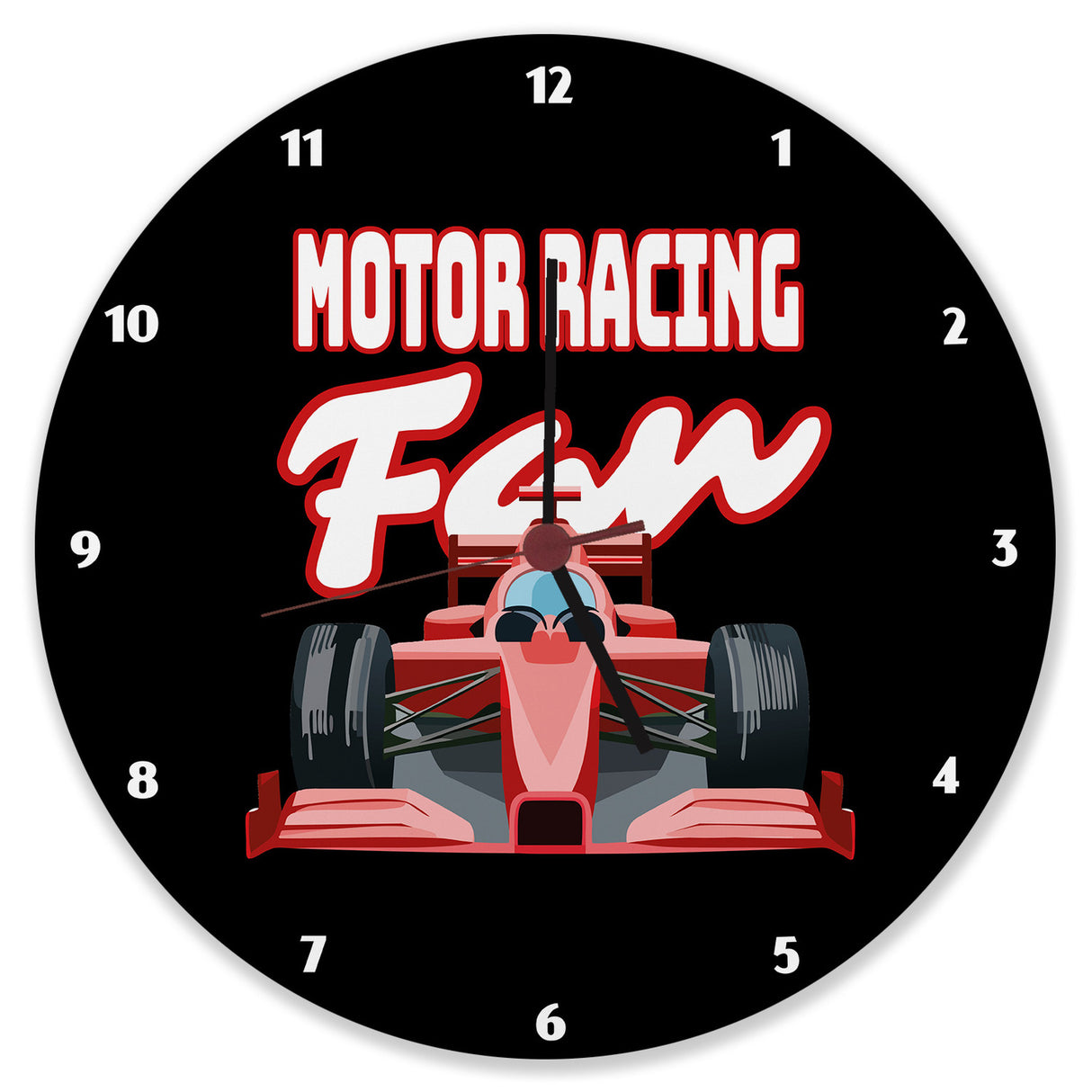 Sportwagen Wanduhr mit Spruch: Motor Racing Fan
