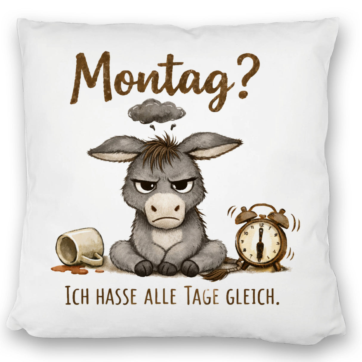 Eddi Esel Ich hasse alle Tage Kissen mit Spruch Montag