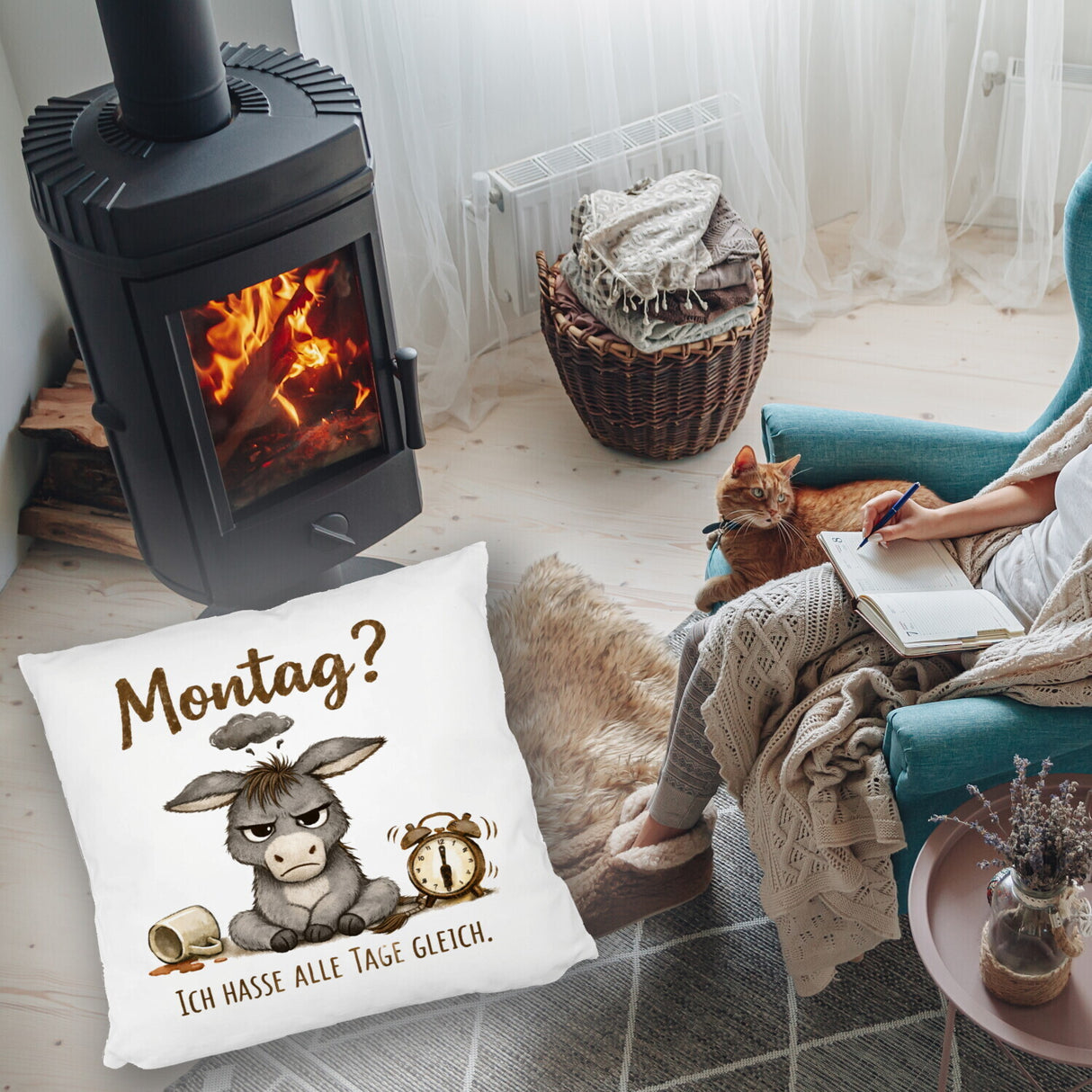 Eddi Esel Ich hasse alle Tage Kissen mit Spruch Montag