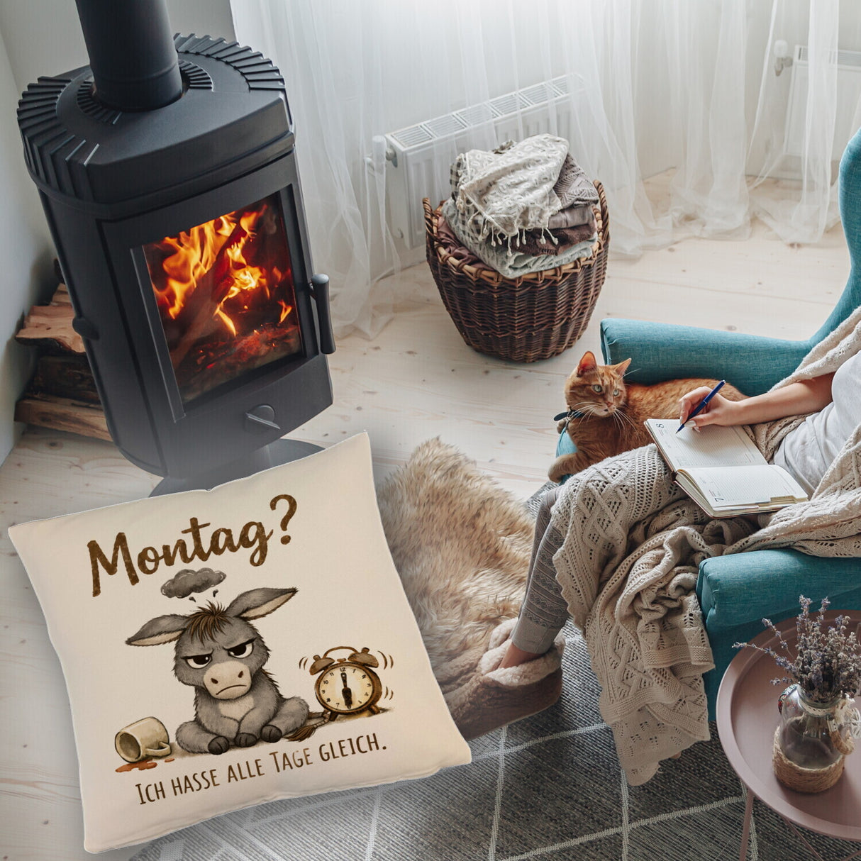 Eddi Esel Ich hasse alle Tage Kissen mit Spruch Montag