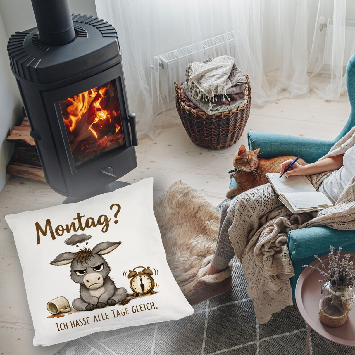 Eddi Esel Ich hasse alle Tage Kissen mit Spruch Montag