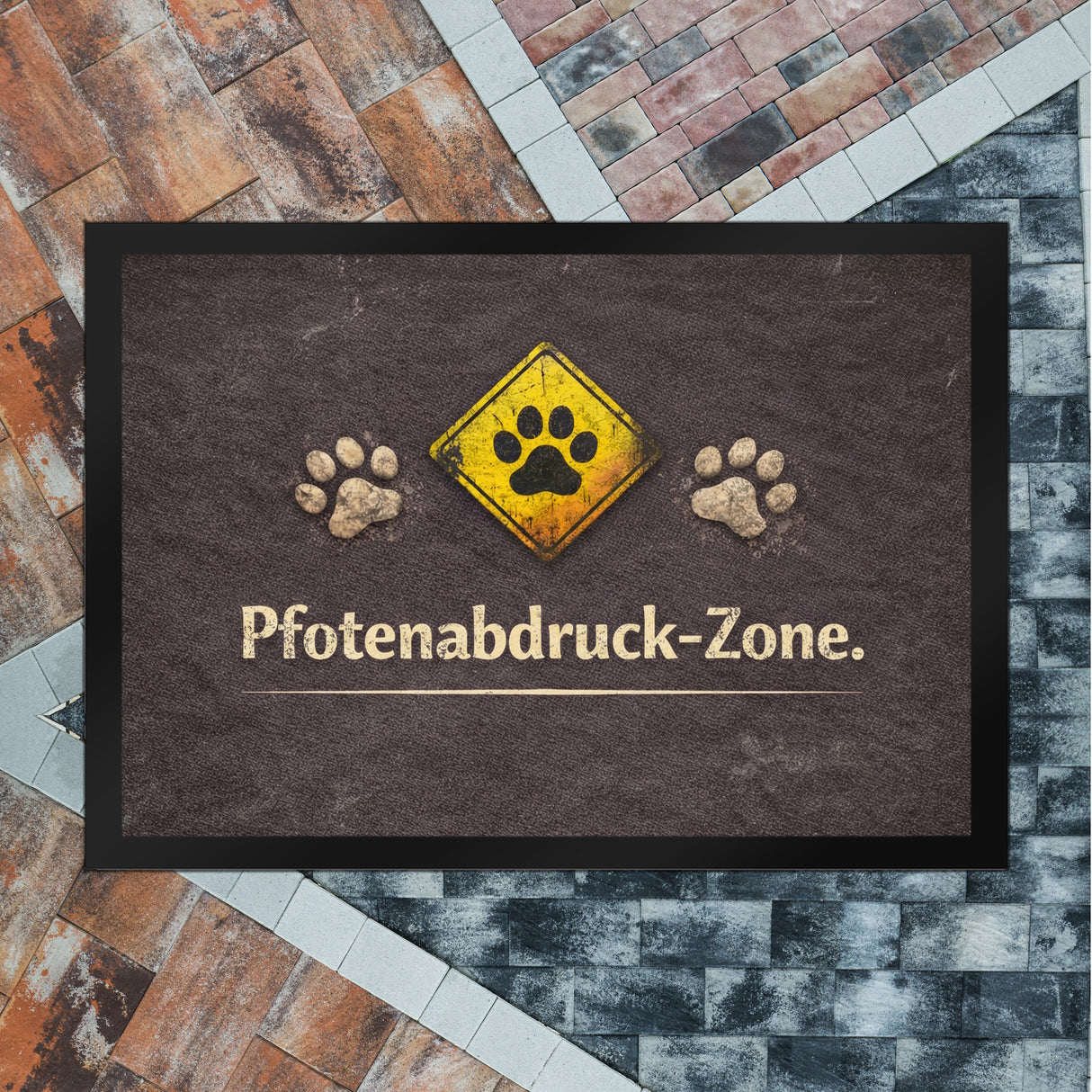 Pfotenabdruck Warnschild Fußmatte in 35x50 cm für Haustierliebhaber