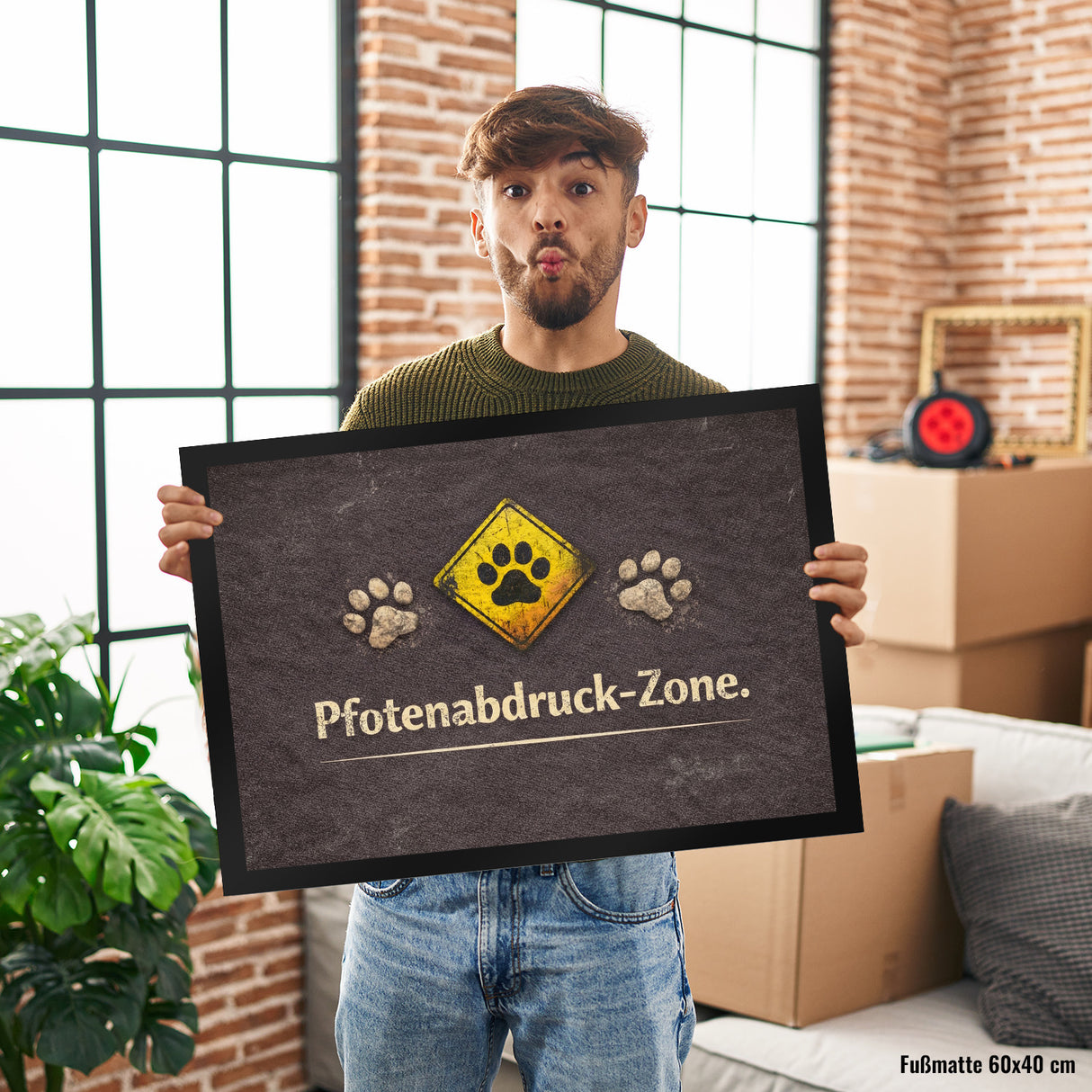 Pfotenabdruck Warnschild Fußmatte in 35x50 cm für Haustierliebhaber