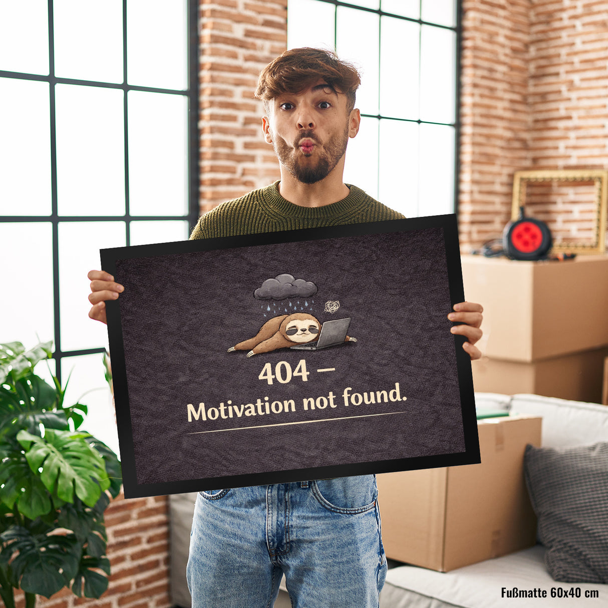 Faultier Laptop 404 Motivation not found Fußmatte in 35x50 cm