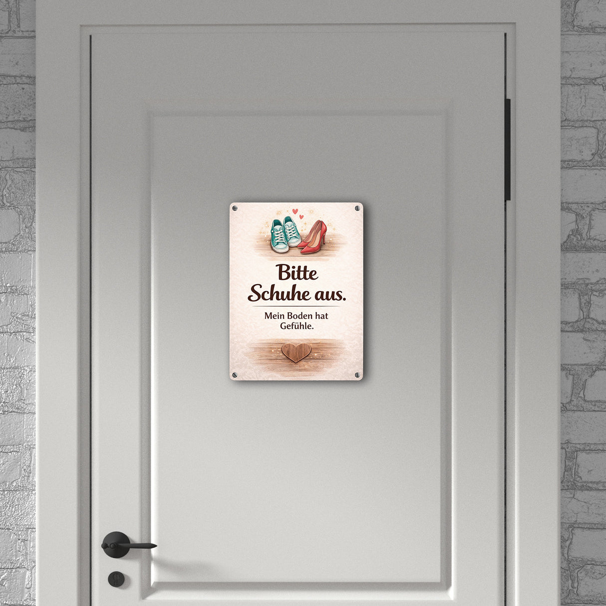 Bitte Schuhe aus Metallschild in 15x20 cm für Wohnbereich