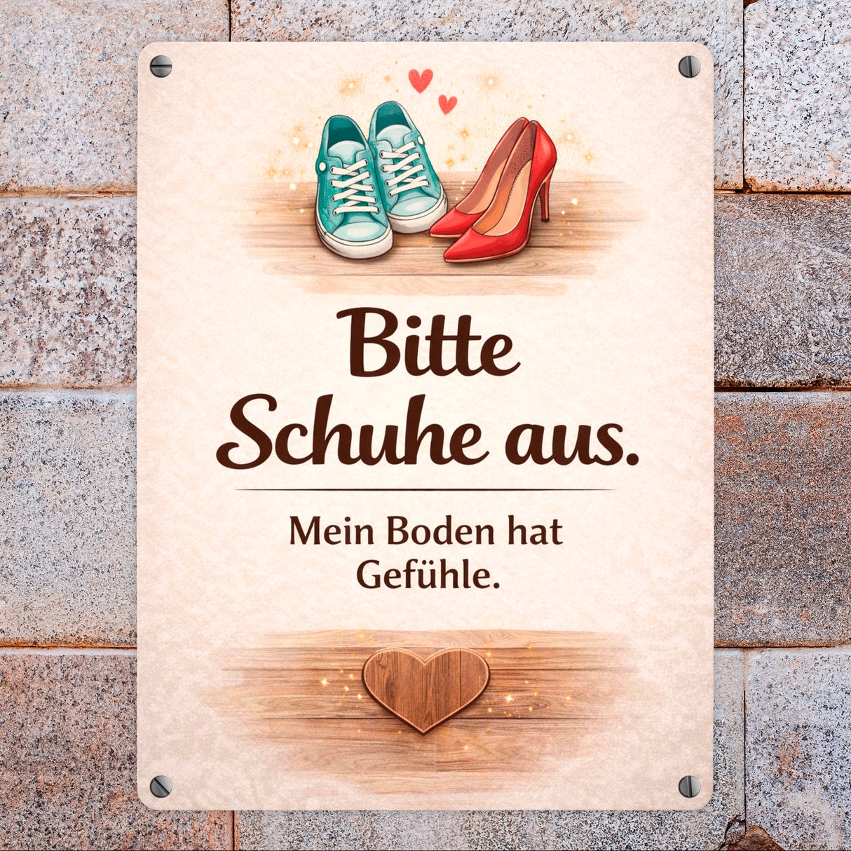 Bitte Schuhe aus Metallschild in 15x20 cm für Wohnbereich