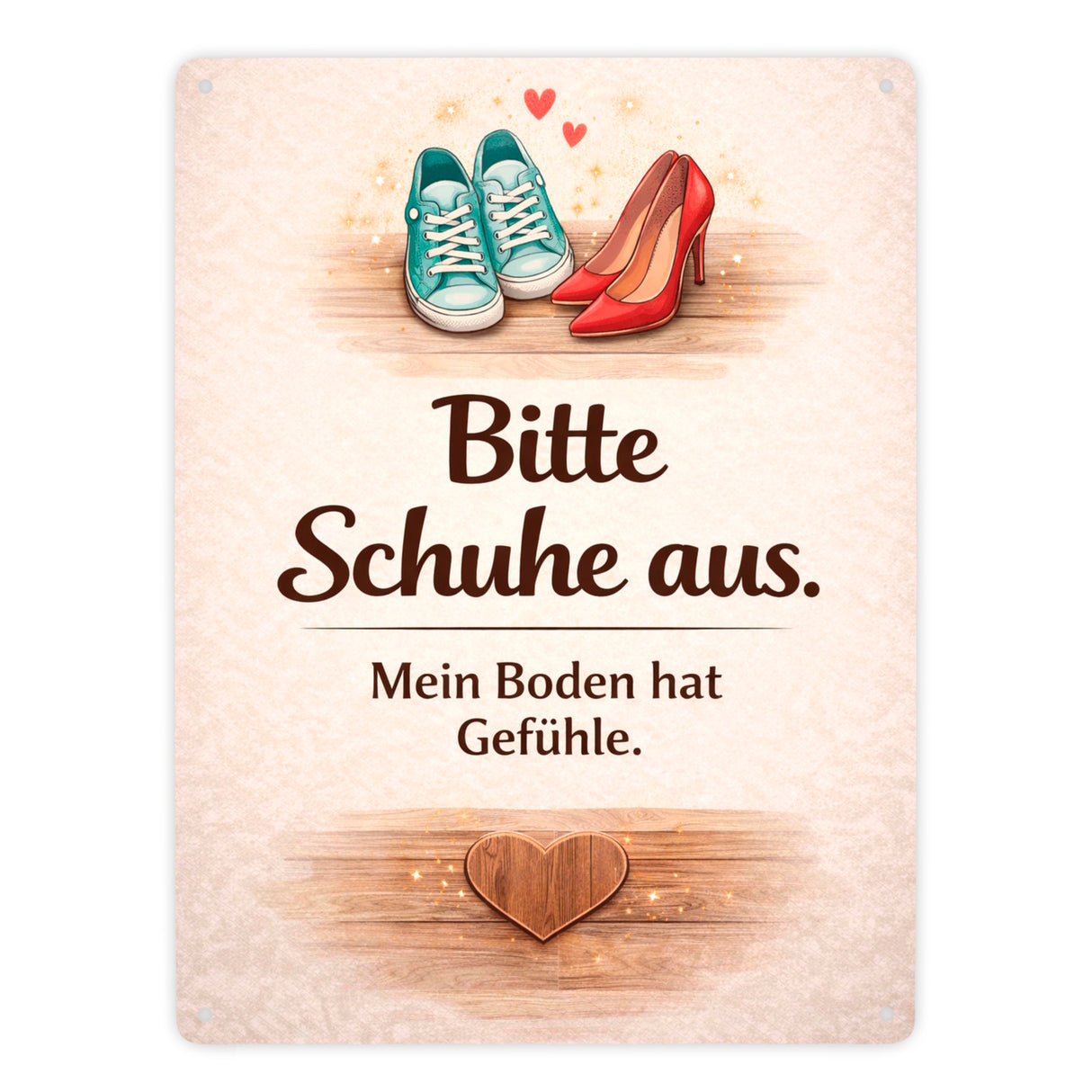 Bitte Schuhe aus Metallschild in 15x20 cm für Wohnbereich
