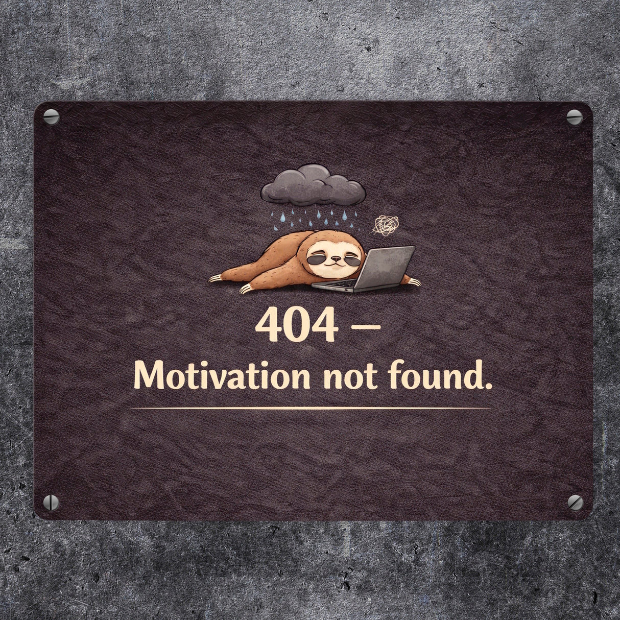Faultier Laptop 404 Motivation not found Metallschild in 15x20 cm