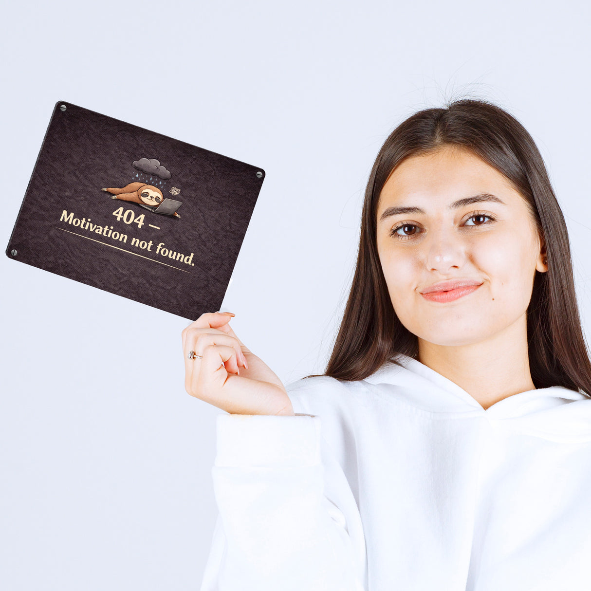 Faultier Laptop 404 Motivation not found Metallschild in 15x20 cm