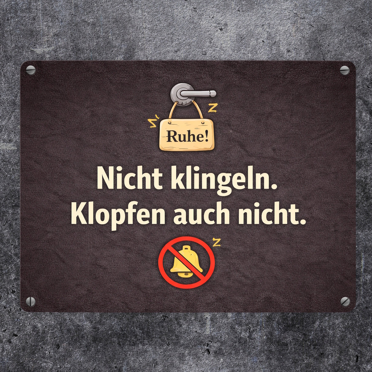 Nicht klingeln. Klopfen auch nicht. Türgriff Ruhe Metallschild in 15x20 cm
