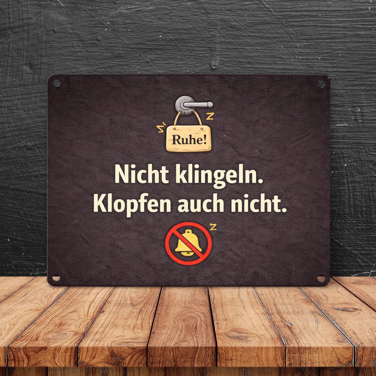 Nicht klingeln. Klopfen auch nicht. Türgriff Ruhe Metallschild in 15x20 cm