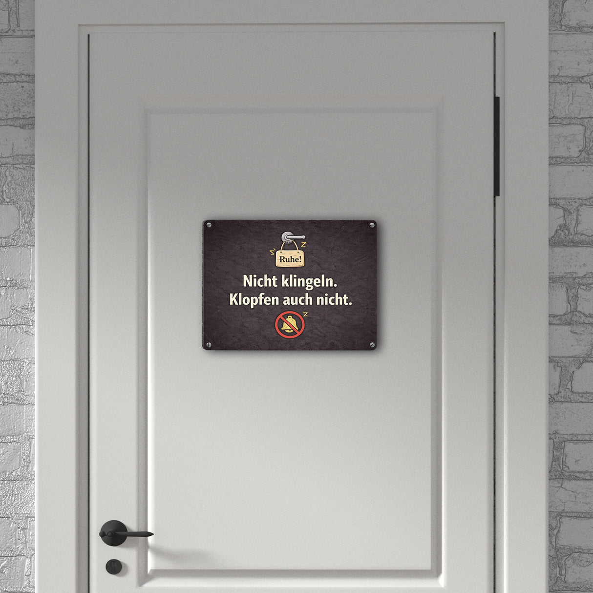 Nicht klingeln. Klopfen auch nicht. Türgriff Ruhe Metallschild in 15x20 cm