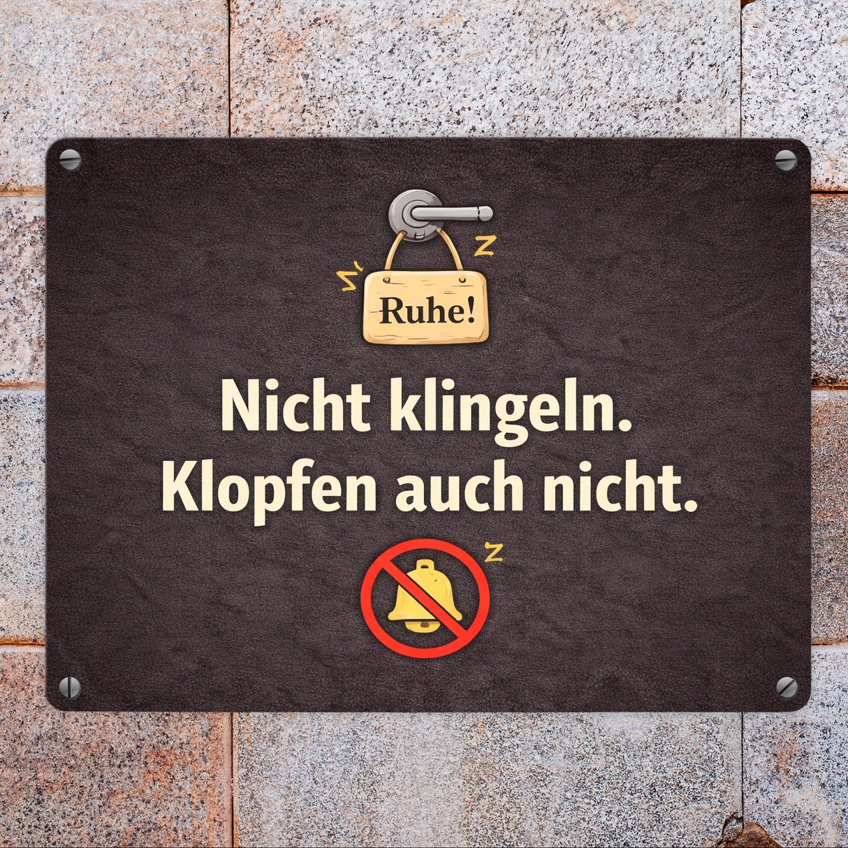 Nicht klingeln. Klopfen auch nicht. Türgriff Ruhe Metallschild in 15x20 cm