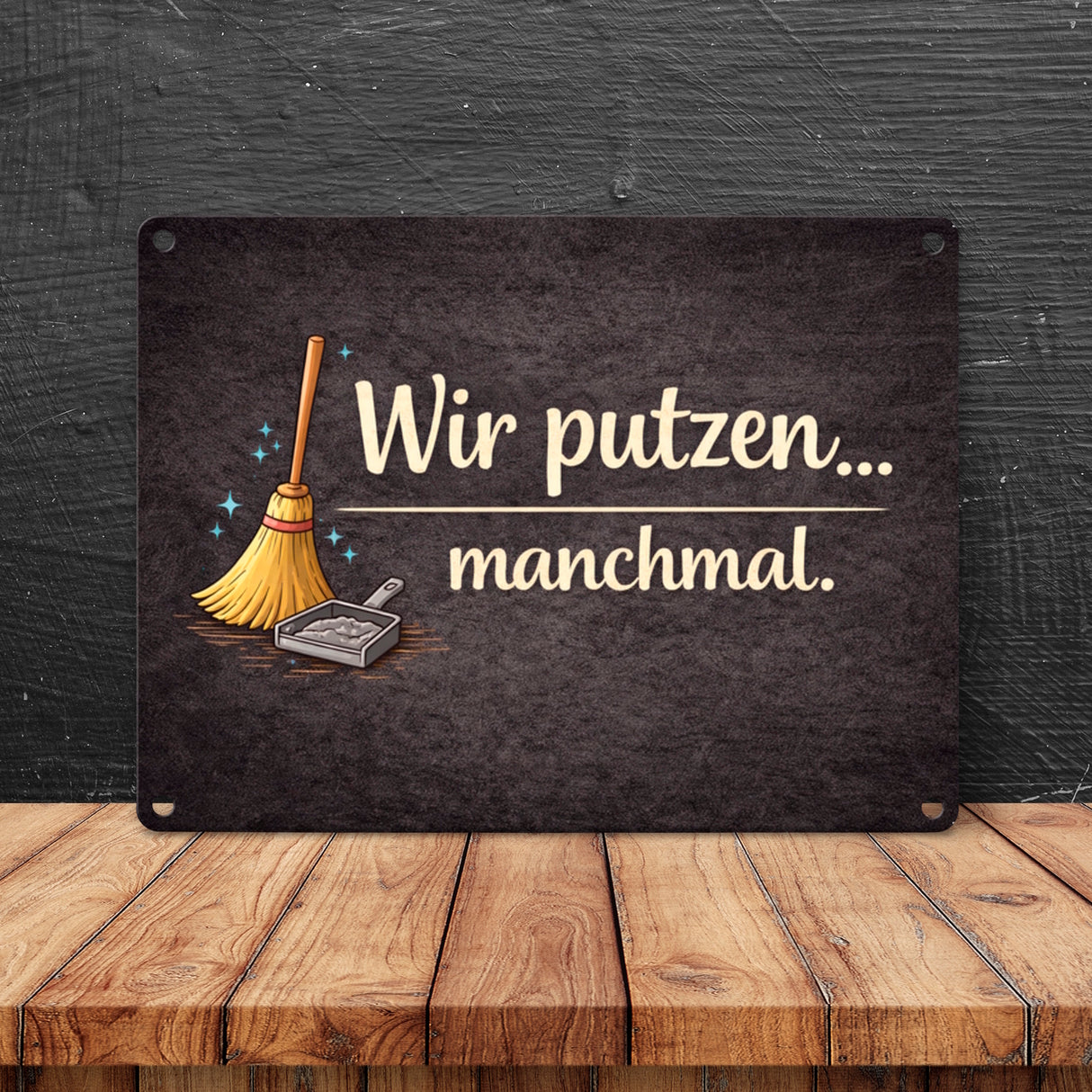 Besen Wir putzen... manchmal. Metallschild in 15x20 cm Wohnzimmerdeko