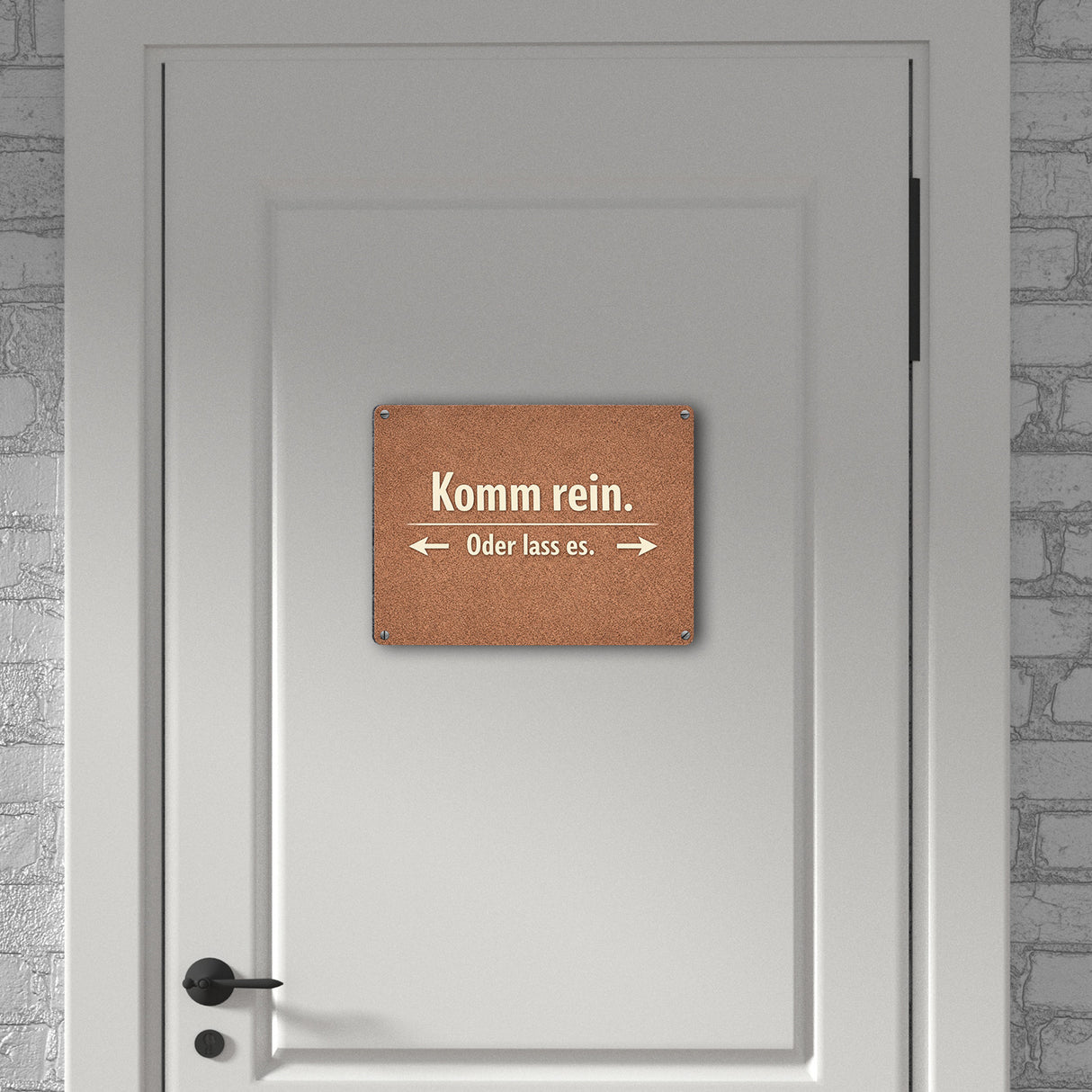 Kork-Effekt Komm rein Oder lass es Metallschild in 15x20 cm