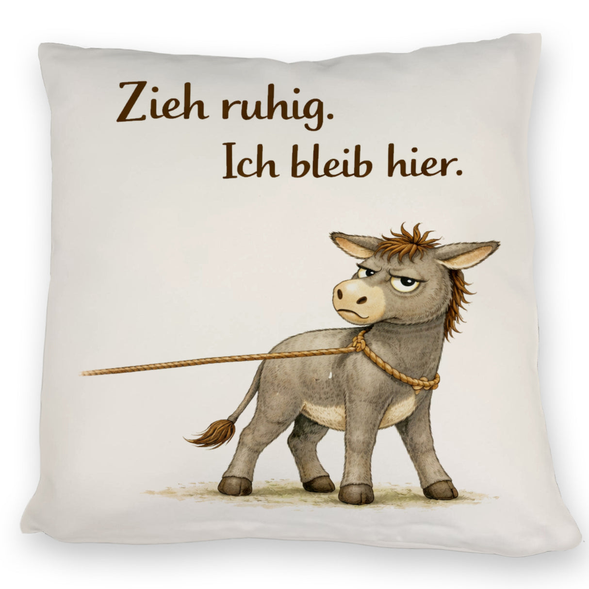 Eddi Esel Zieh ruhig Ich bleib hier Kissen für Eselfans