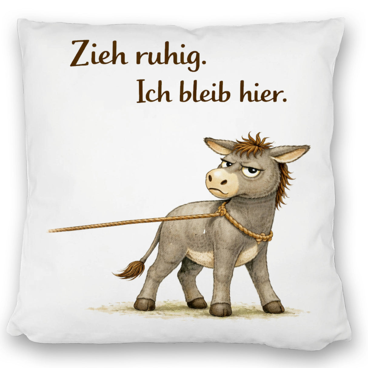 Eddi Esel Zieh ruhig Ich bleib hier Kissen für Eselfans