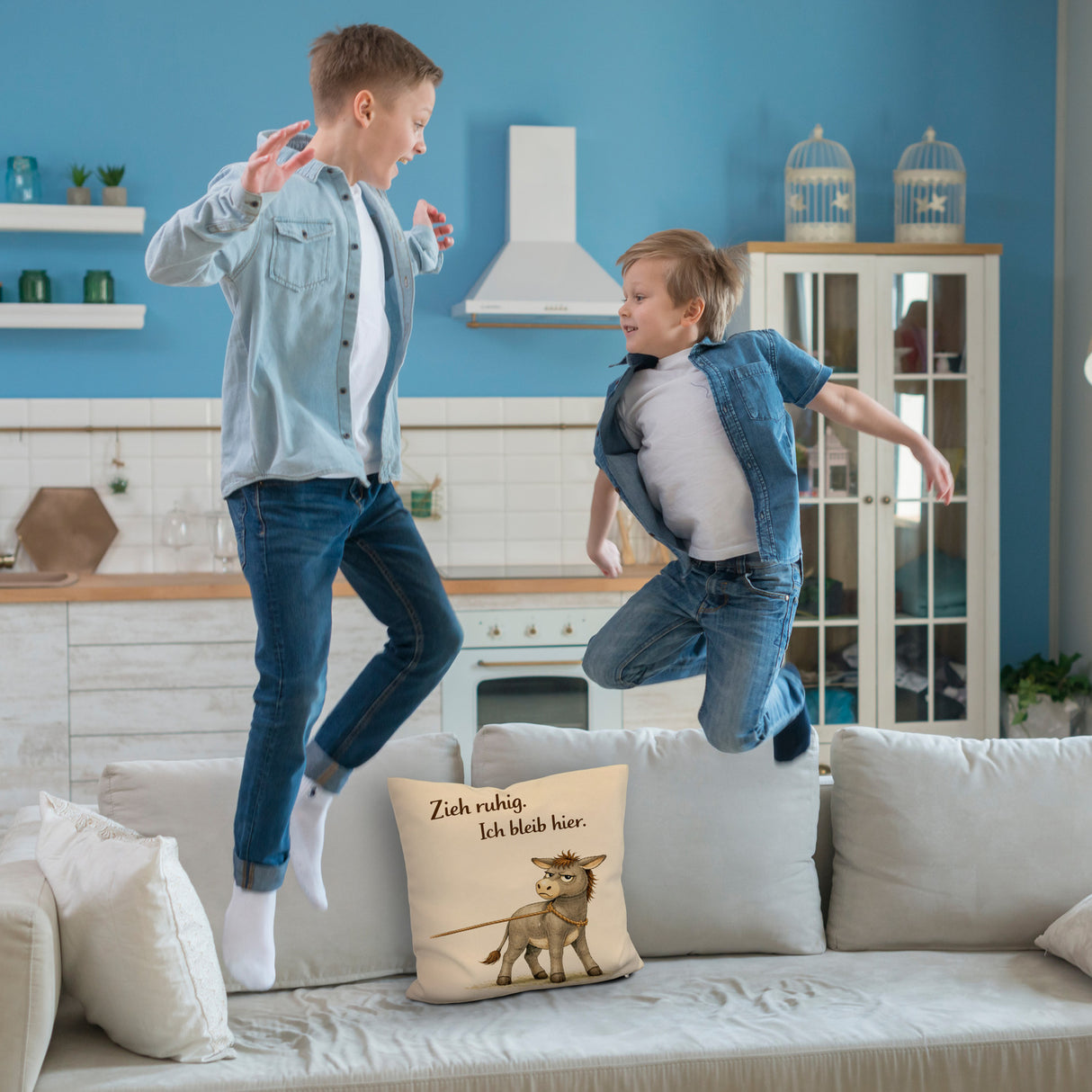 Eddi Esel Zieh ruhig Ich bleib hier Kissen für Eselfans