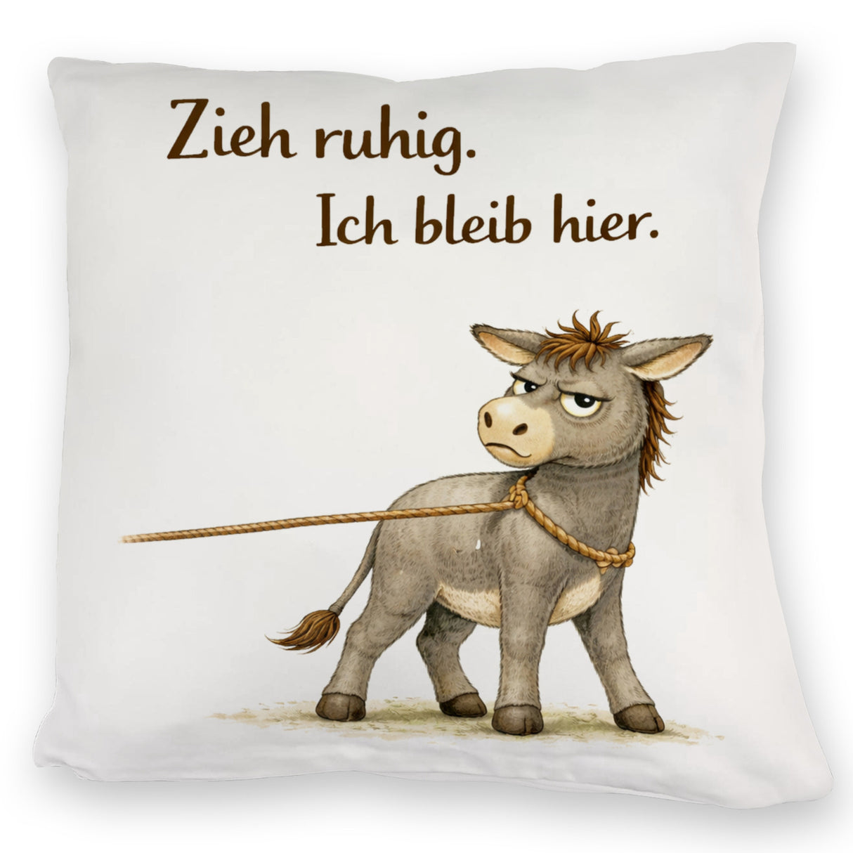 Eddi Esel Zieh ruhig Ich bleib hier Kissen für Eselfans