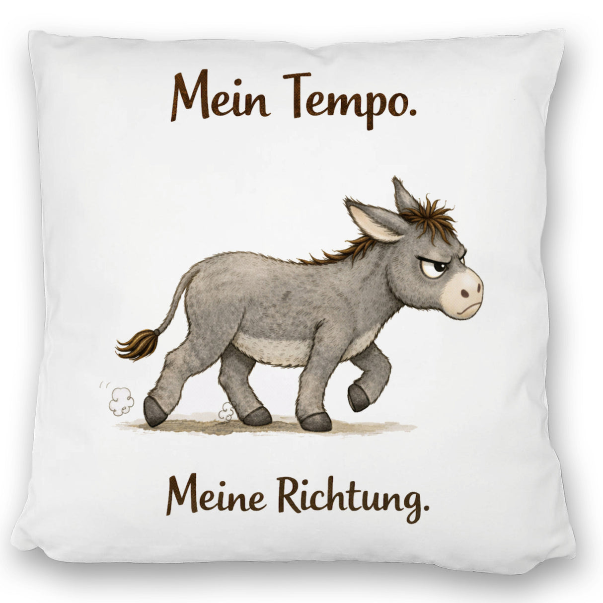 Eddi Esel Mein Tempo Meine Richtung Kissen für Tierfans