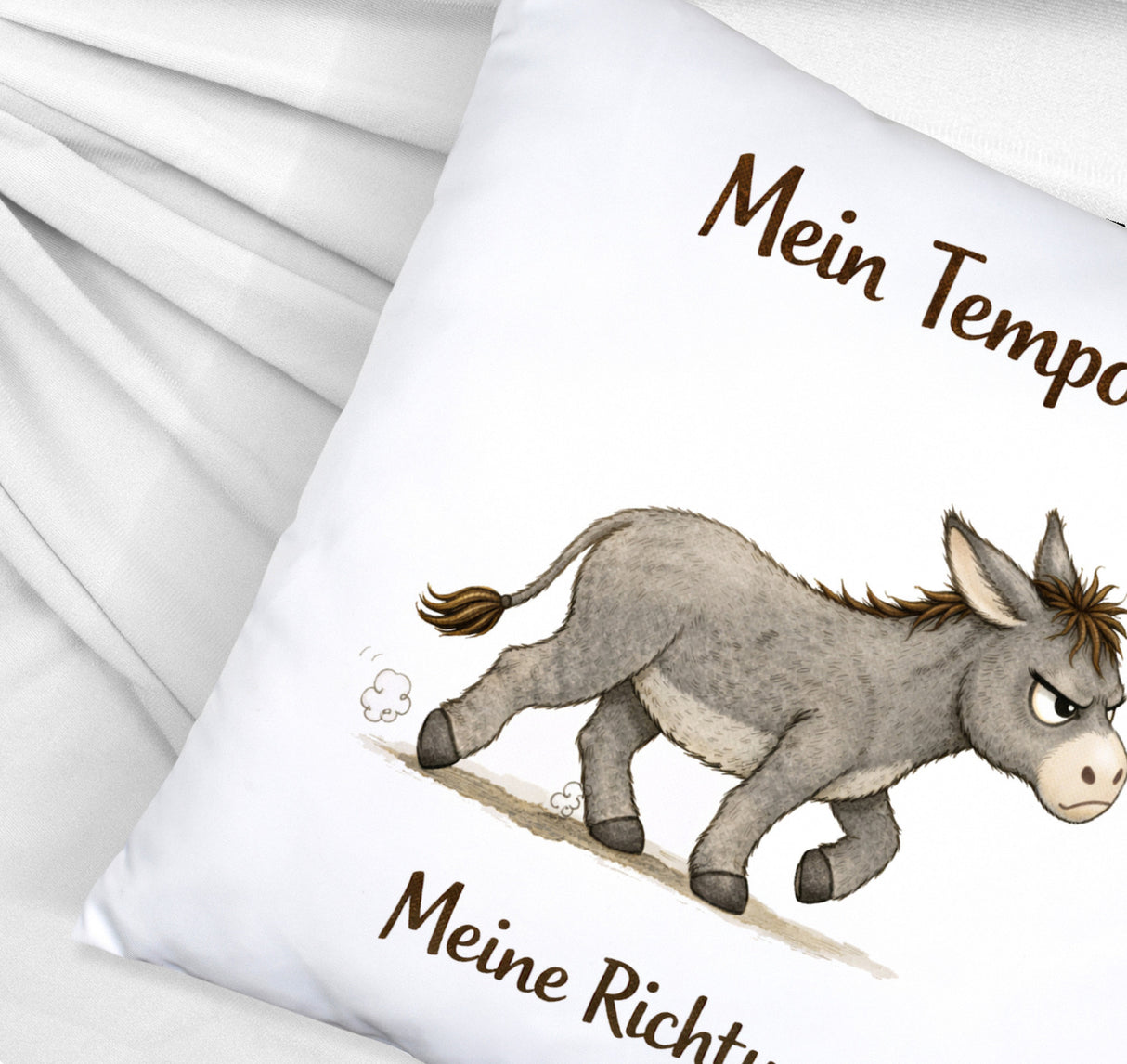 Eddi Esel Mein Tempo Meine Richtung Kissen für Tierfans