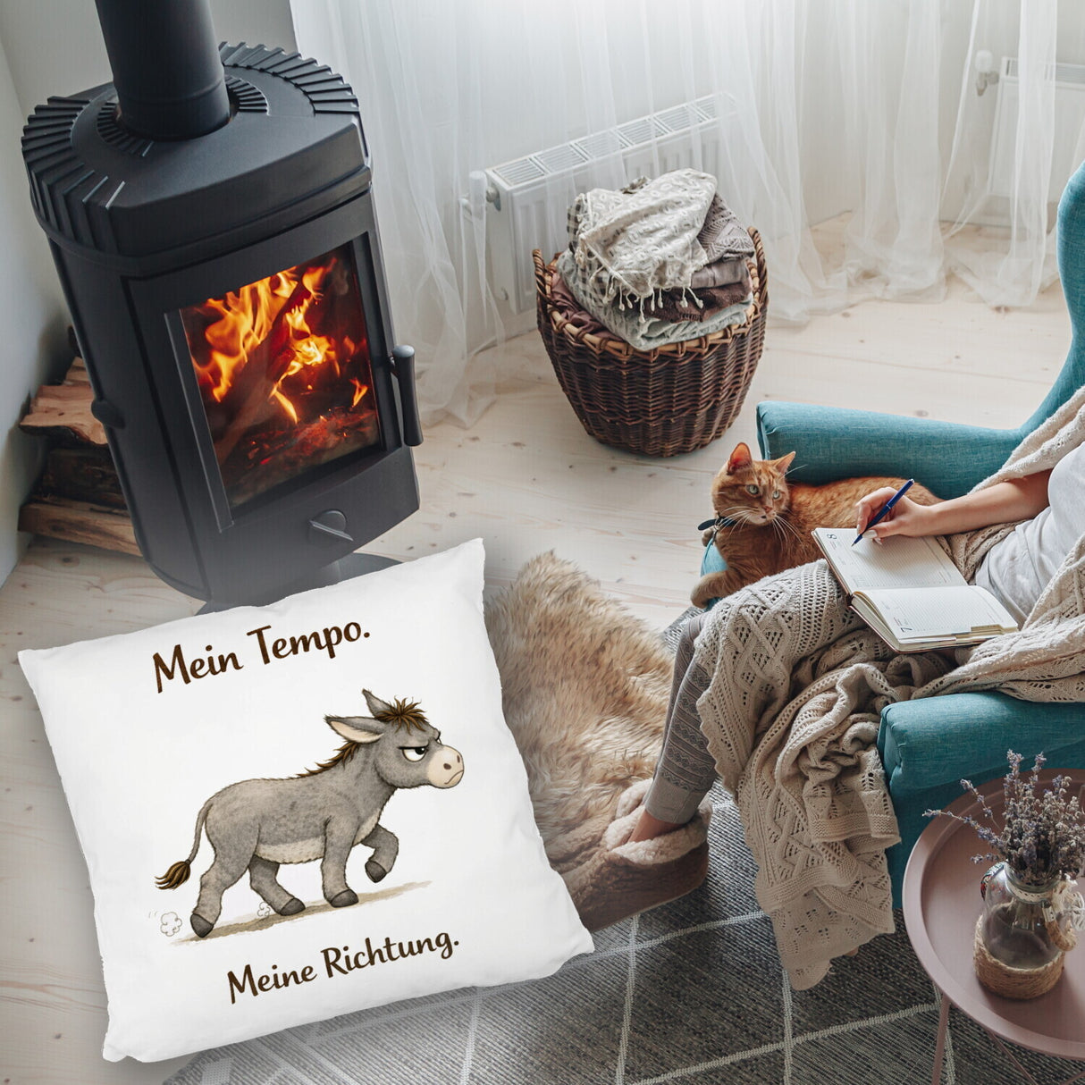 Eddi Esel Mein Tempo Meine Richtung Kissen für Tierfans