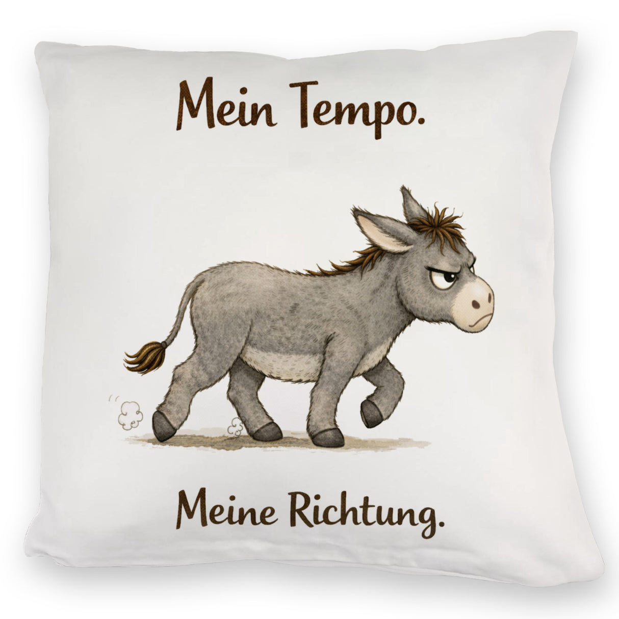 Eddi Esel Mein Tempo Meine Richtung Kissen für Tierfans