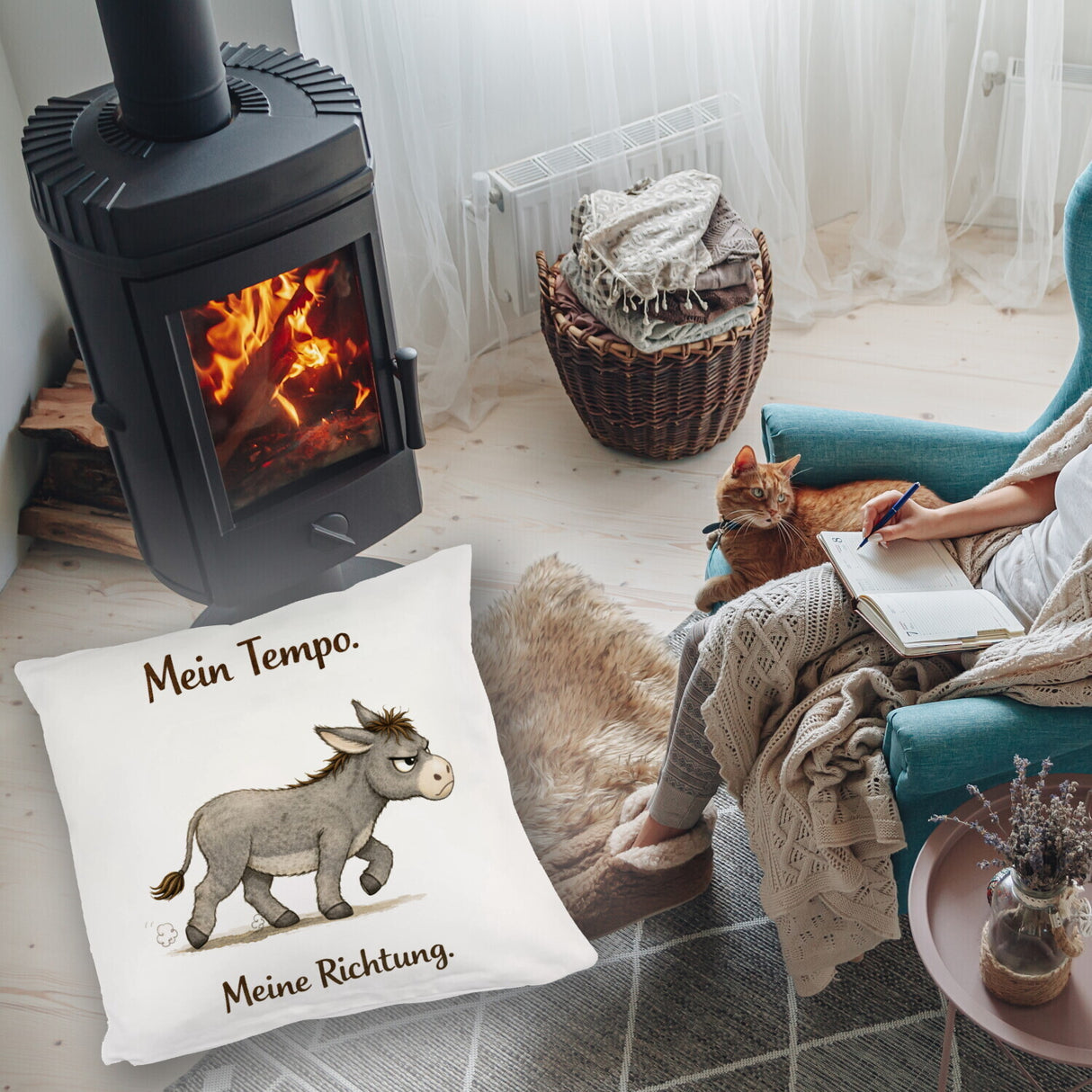 Eddi Esel Mein Tempo Meine Richtung Kissen für Tierfans